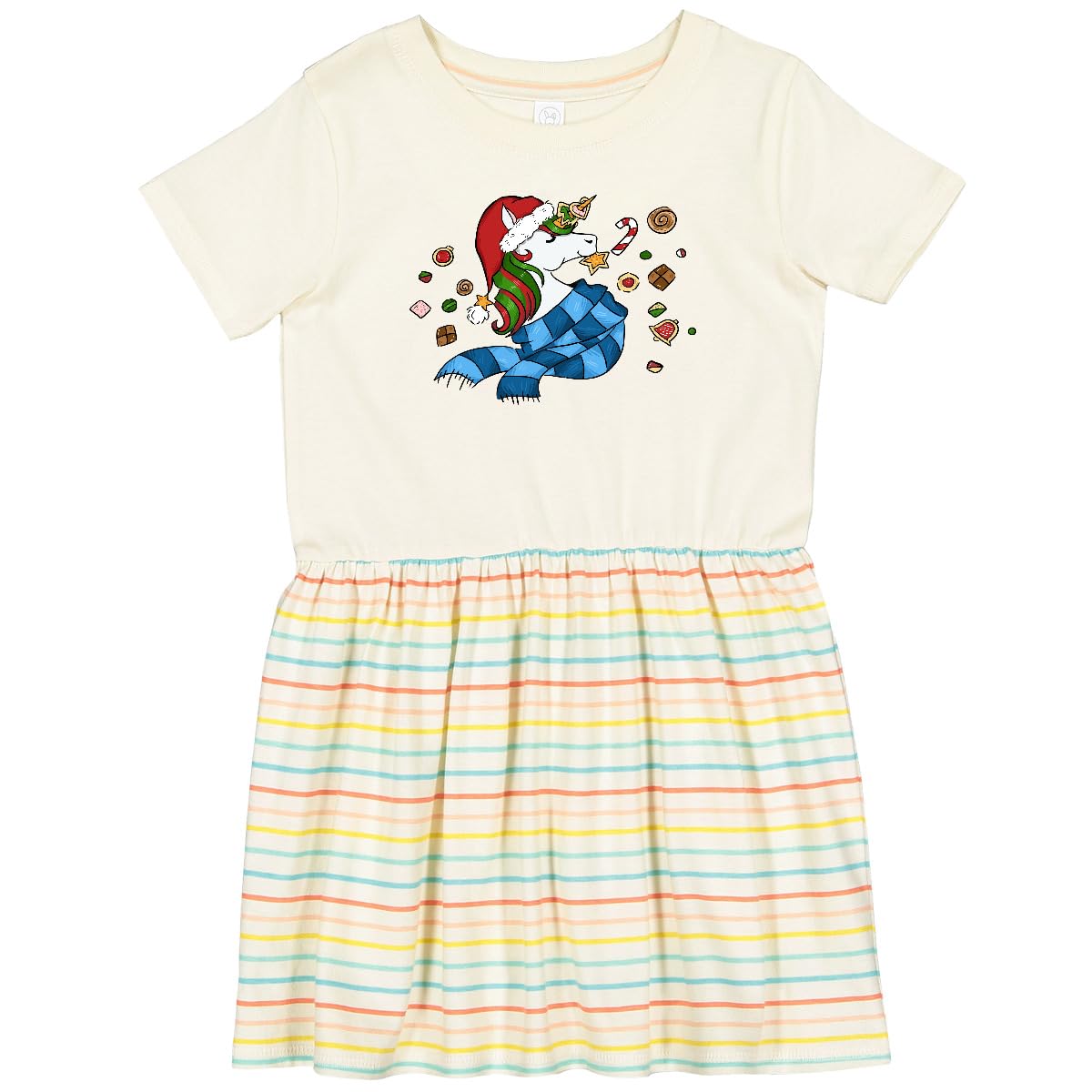 Cute Christmas Unicorn Toddler Dress for Holiday Parties
