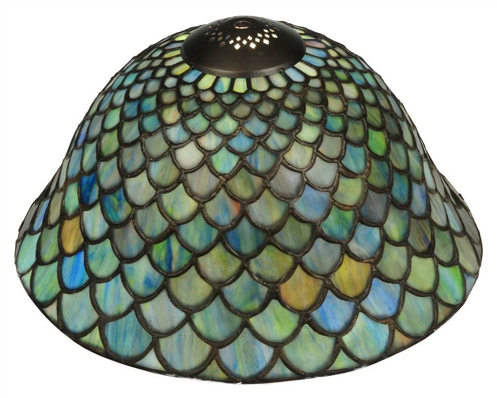 Meyda Tiffany 23953 Stained Glass Fish Scale Lamp Shade - 12 Inch Wide, Handcrafted Art Deco Style for Home Decor, Perfect for Bedroom, Living Room, or Office Lighting