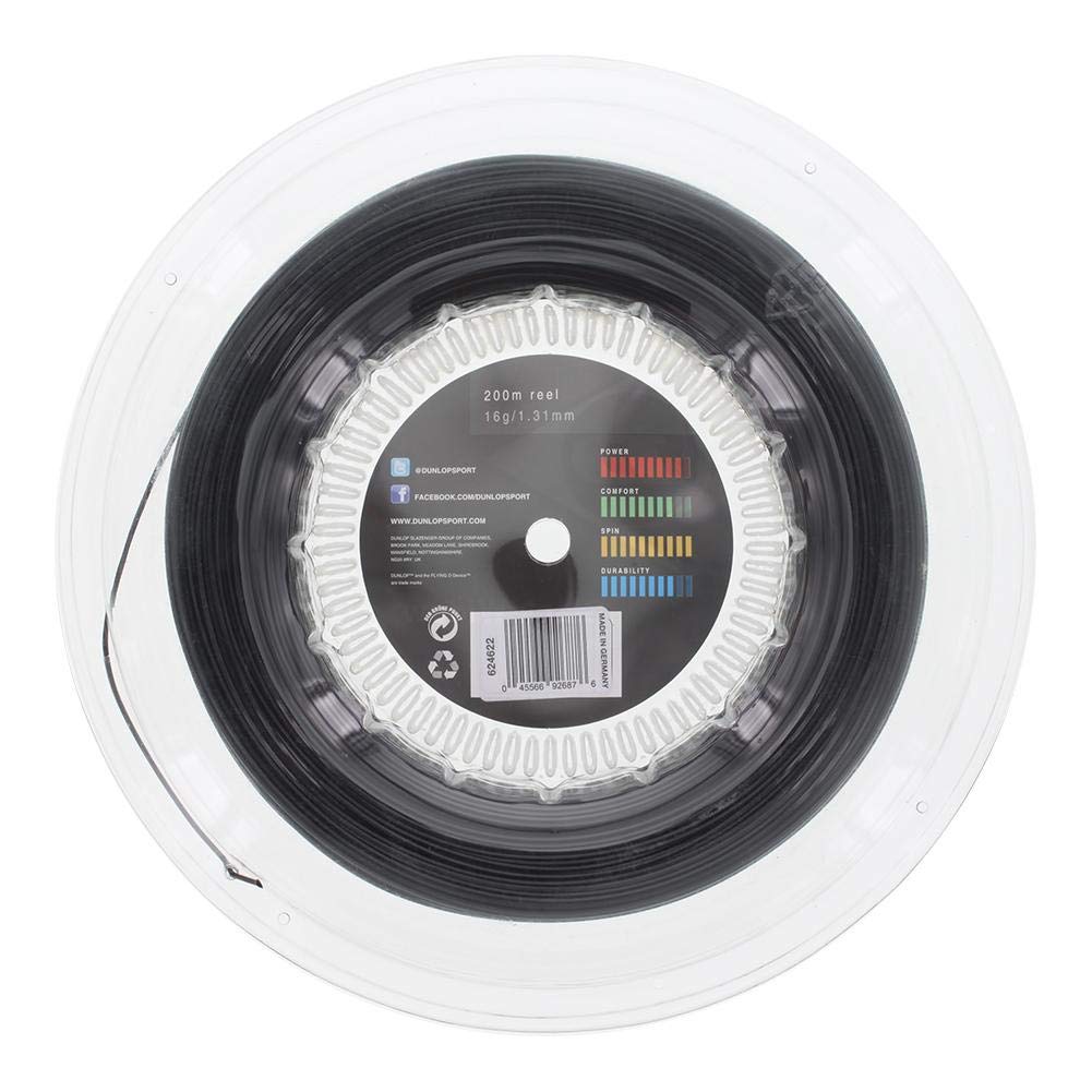 DUNLOP Black Widow 17-1.26mm Tennis String Reel (200M) - Premium Polyester String for Power & Spin | Perfect for Tennis Rackets & Stringing Machines | Great for Competitive Play & Practice Sessions