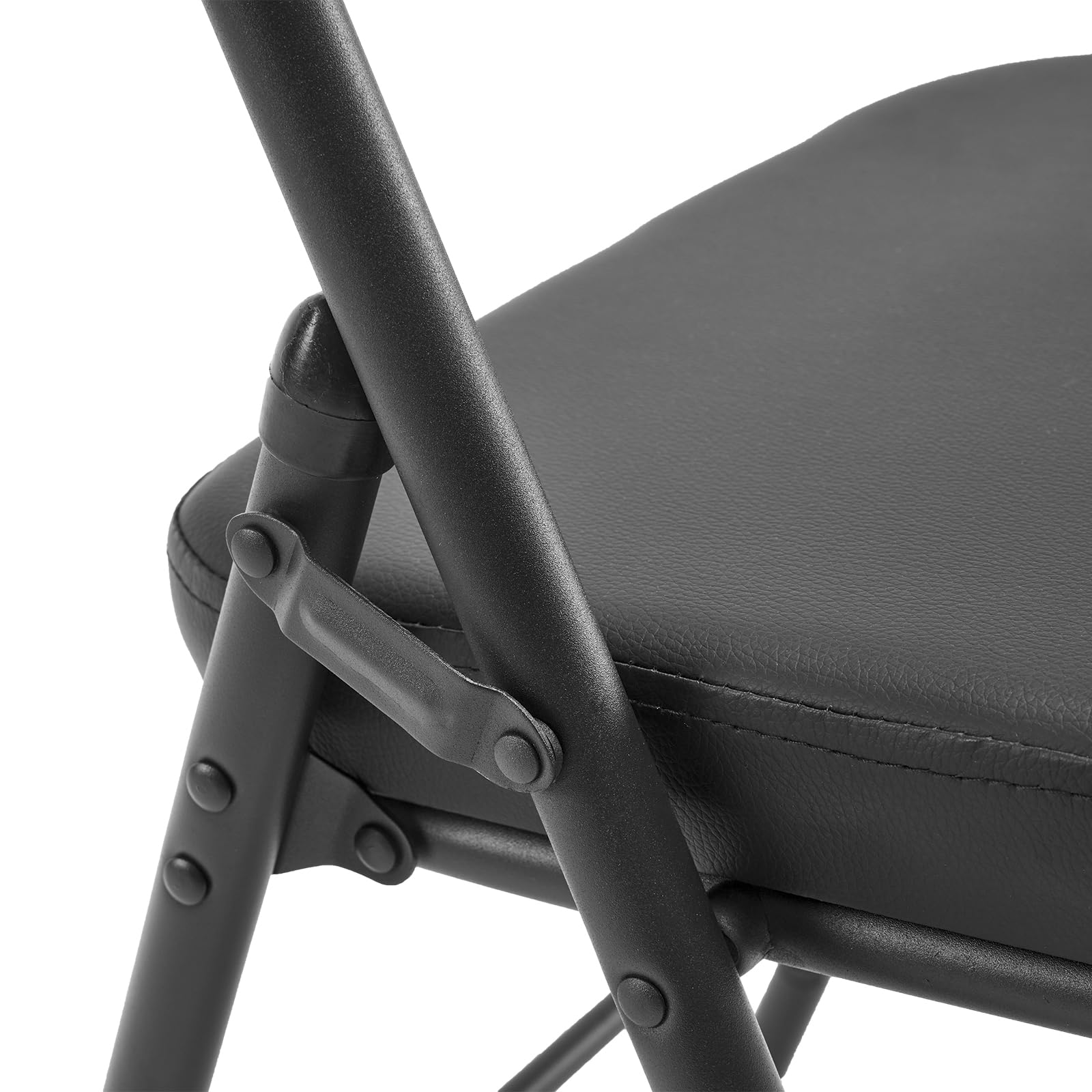2 Pack Heavy Duty Metal Folding Chairs with Padded Seat & Back - 330lbs Weight Capacity - Portable Space Saving Chairs for Home Office, Wedding, Party, Camping & Outdoor Events - Comfortable Black Event Seating