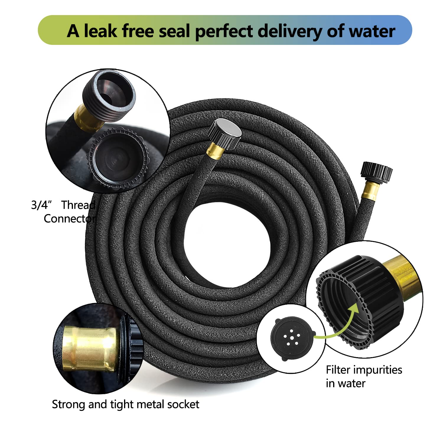 3 Pack 15 Ft Short Soaker Hose for Garden Beds - 1/2 Inch Drip Irrigation Hose for Foundation Watering, Lawn & Landscaping - 70% Water Saving Black Soaker Hose (15 Feet x 3) - Perfect for Vegetable Gardens, Flower Beds & Tree Root Watering