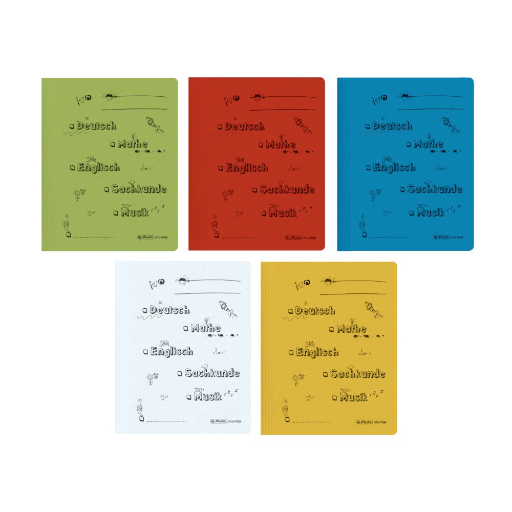 5-Pack A4 File Folders with School Subject Prints - Durable Document Organizer for Primary School, Office & Government Use - Perfect for Classroom, Homework, Office Filing & Document Storage