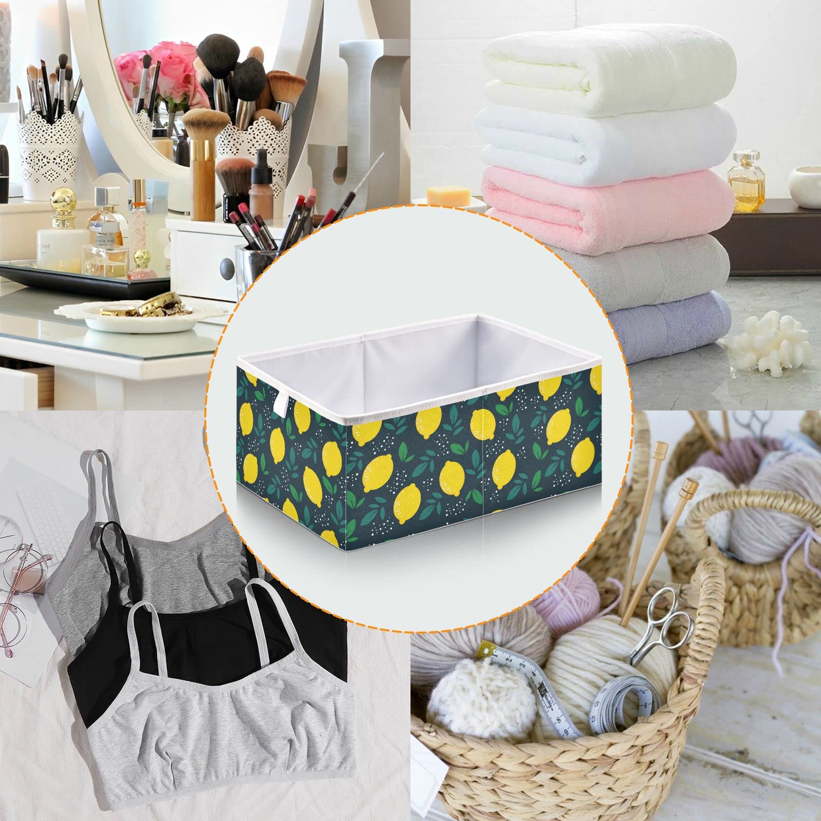 DOMIKING Foldable Fabric Storage Bin with Sturdy Handle - 11 Inch Linen Closet Organizer for Shelves, Bedroom, Bathroom | Perfect for Clothes, Toys & Home Organization