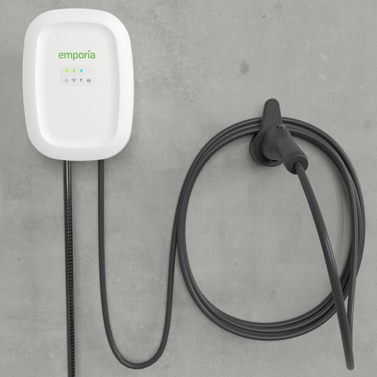 Emporia Level 2 EV Charger 48 Amp - J1772 Electric Vehicle Charger with 24ft Cable | Hardwired Installation | UL/Energy Star Certified | WiFi Enabled EVSE | Fast Charging for Tesla, Nissan, Chevy & More | Perfect for Home & Workplace Charging Stations (Black)