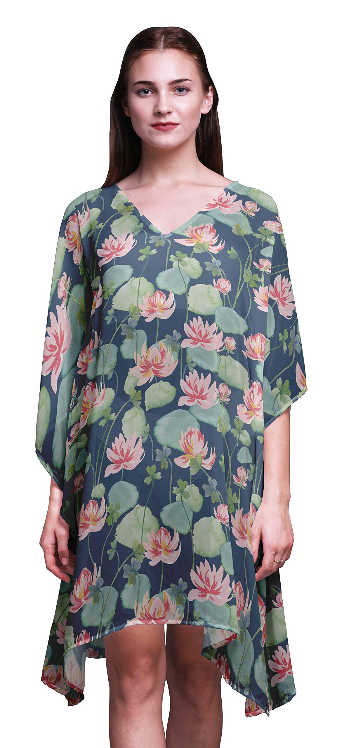 Bimba Women's Short Caftan Midi Dress - Beach Cover Up, Swimwear Wrap, Boho Kaftan for Poolside, Vacation & Summer Outfits