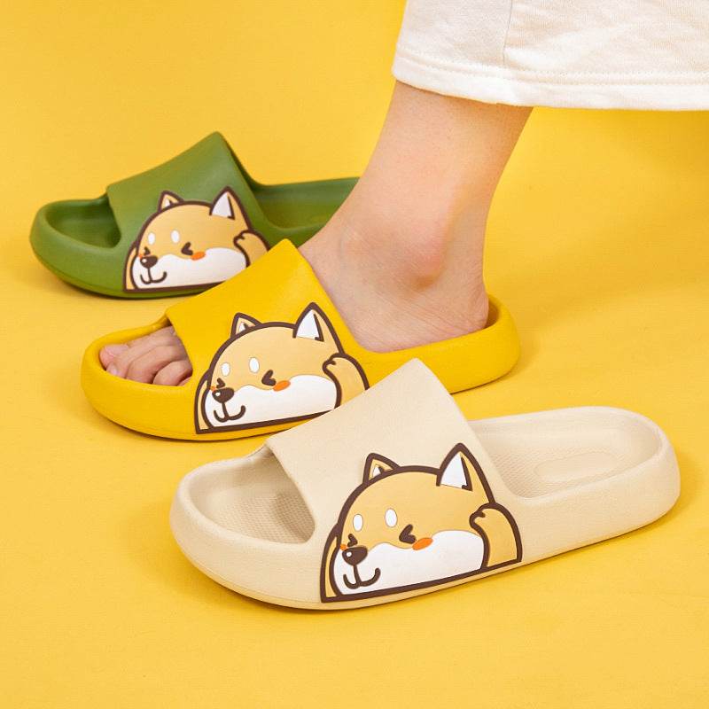 Cute Shiba Inu Dog House Slippers for Women & Men - Soft Plush Indoor Slides with Non-Slip Sole - Perfect for Home, Lounge, and Gift Giving