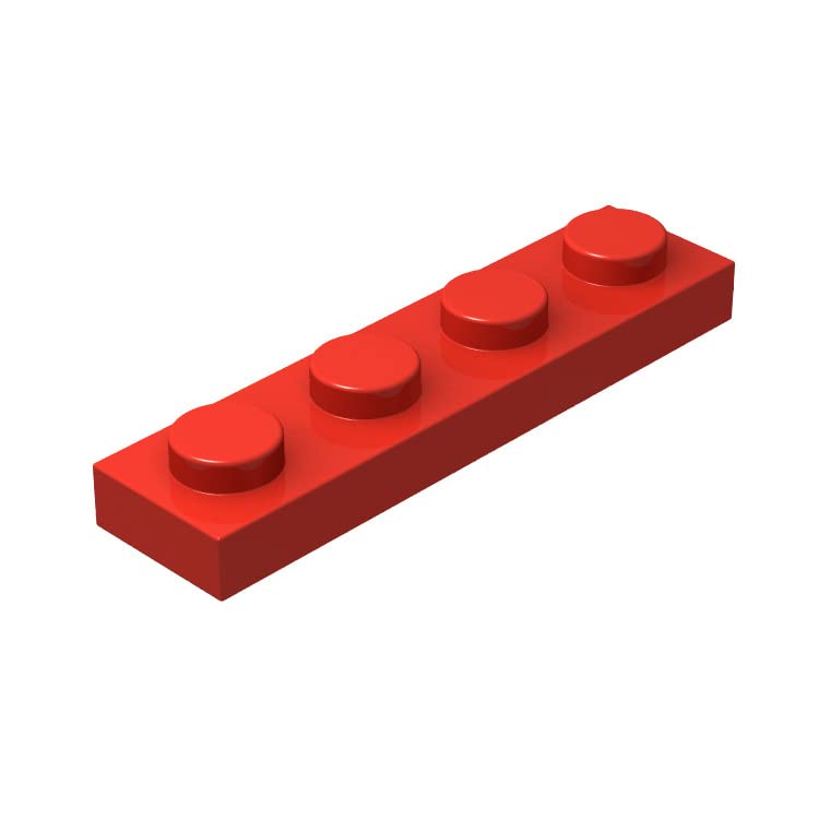 100-Piece Bulk Red 1x4 Building Plates Flat - Compatible with Lego Bricks & Parts (Color: Red) - Perfect for DIY Lego Projects, MOC Creations & Kids Educational Toys