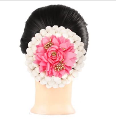 NAVMAV Fashion Artificial Rose Flower Juda for Bridal Hair Bun | Fabric Flower Gajra Hair Accessories for Women & Girls (Pink) | Perfect for Weddings, Parties & Special Occasions