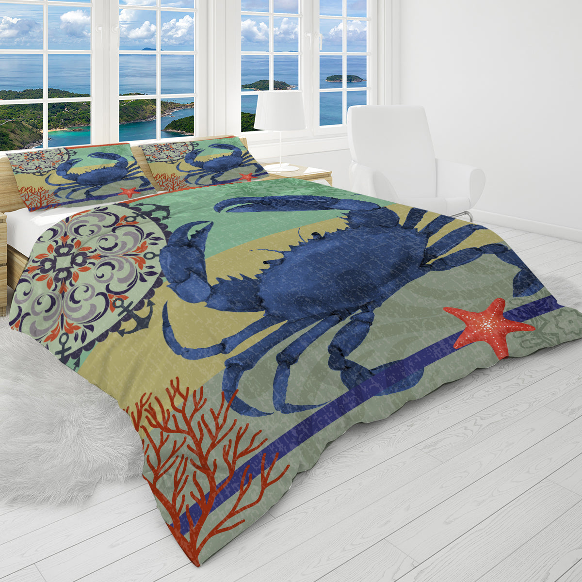 Reversible Crab Passion Bedspread Set - Soft & Stylish Quilted Comforter Cover for Bedroom Decor - Perfect for Guest Rooms, Dorms, and Cozy Home Styling