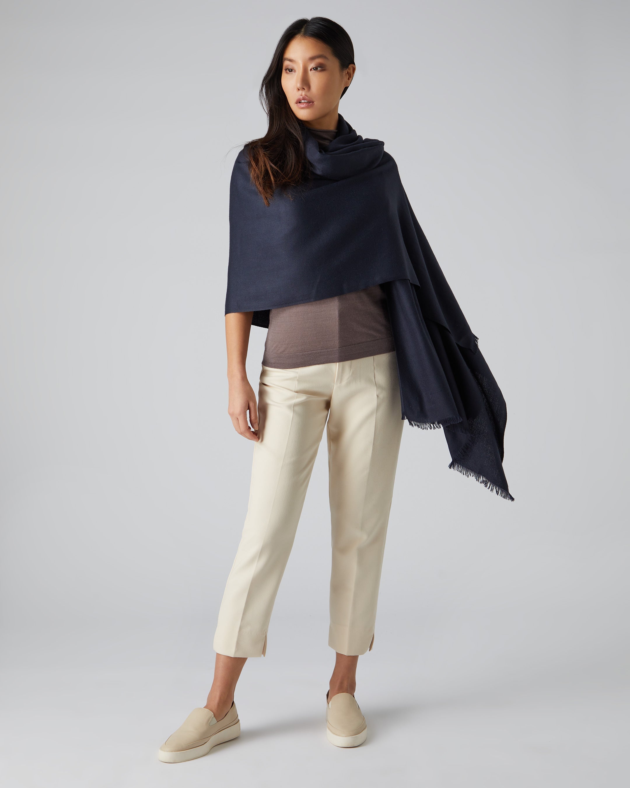 Luxury Women's Pashmina Cashmere Shawl Wrap - Soft Navy Blue Scarf for Winter - Perfect for Office, Evening Parties & Travel Accessories