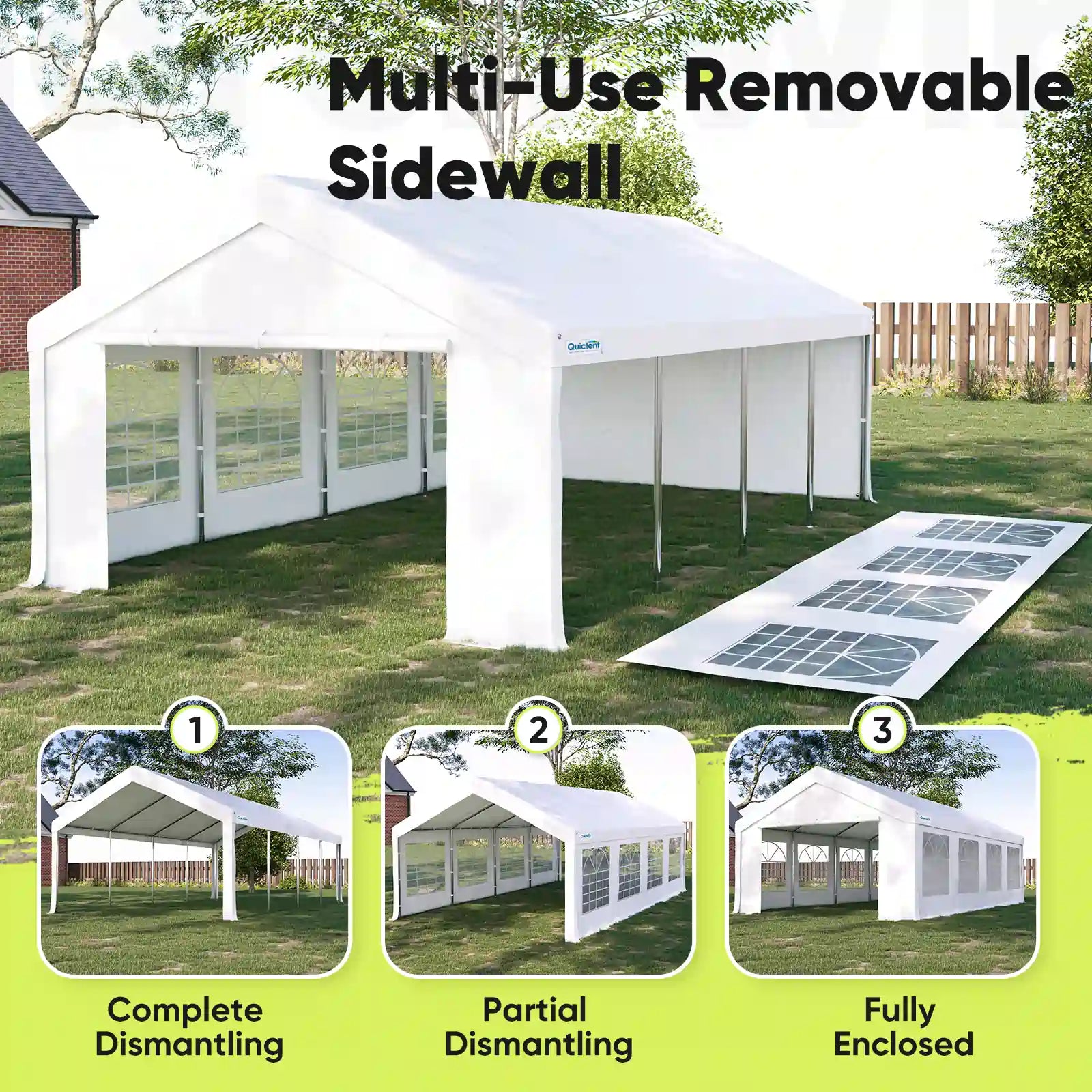 10' x 30' White Party Tent - Waterproof Outdoor Canopy for Weddings, Picnics & Backyard Events - Heavy Duty Frame with UV Protection