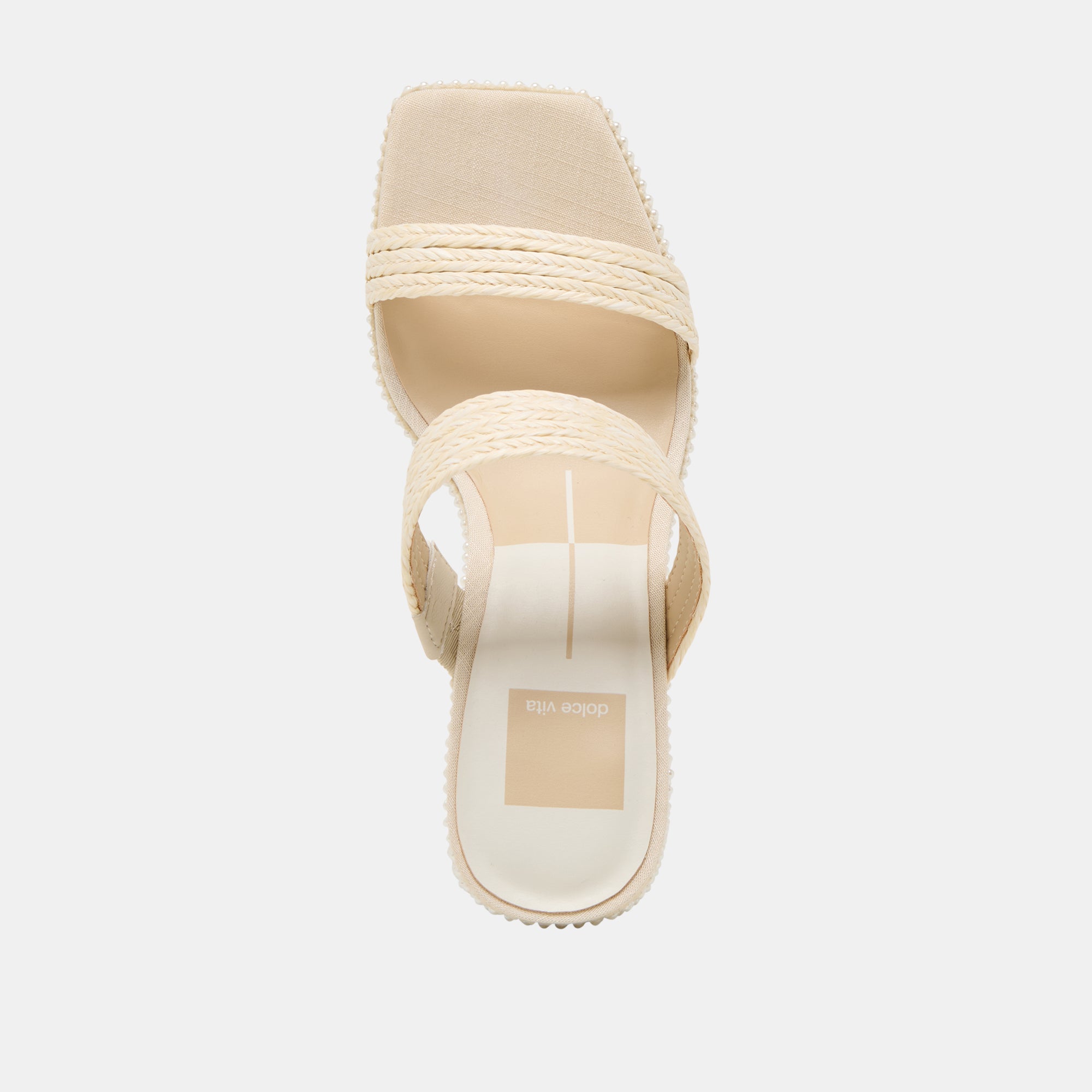ALIYA Women's Pearl Embellished Raffia Heels in Vanilla - Perfect for Summer Weddings, Beach Parties & Casual Outings