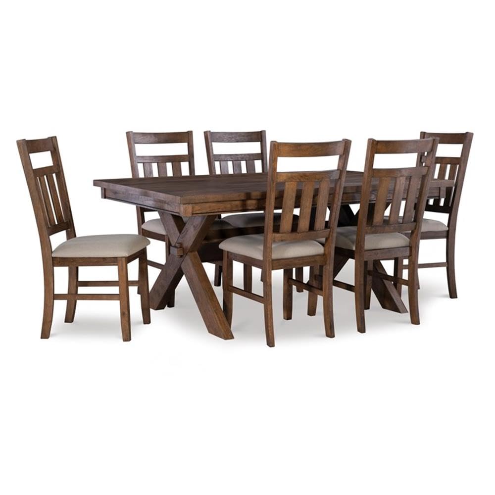 Linon Turino 7-Piece Wood Dining Set in Rustic Umber Brown - Perfect for Farmhouse Kitchens & Dining Rooms
