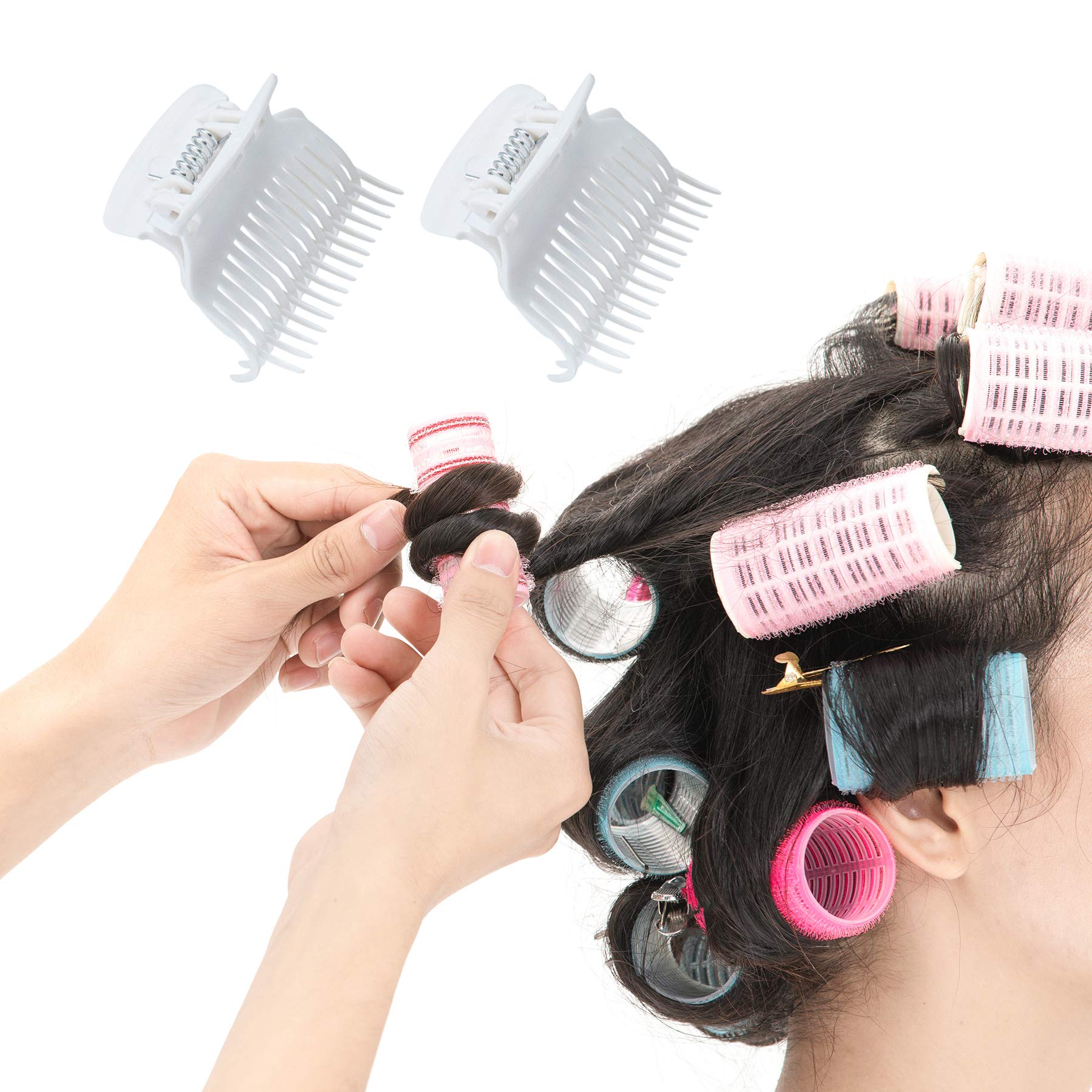 AUEAR 12 Pack Hot Roller Clips - Plastic Hair Curler Claw Clips Replacement for Women & Girls - Hair Styling Rollers Accessories for Salon, Home Use & Travel