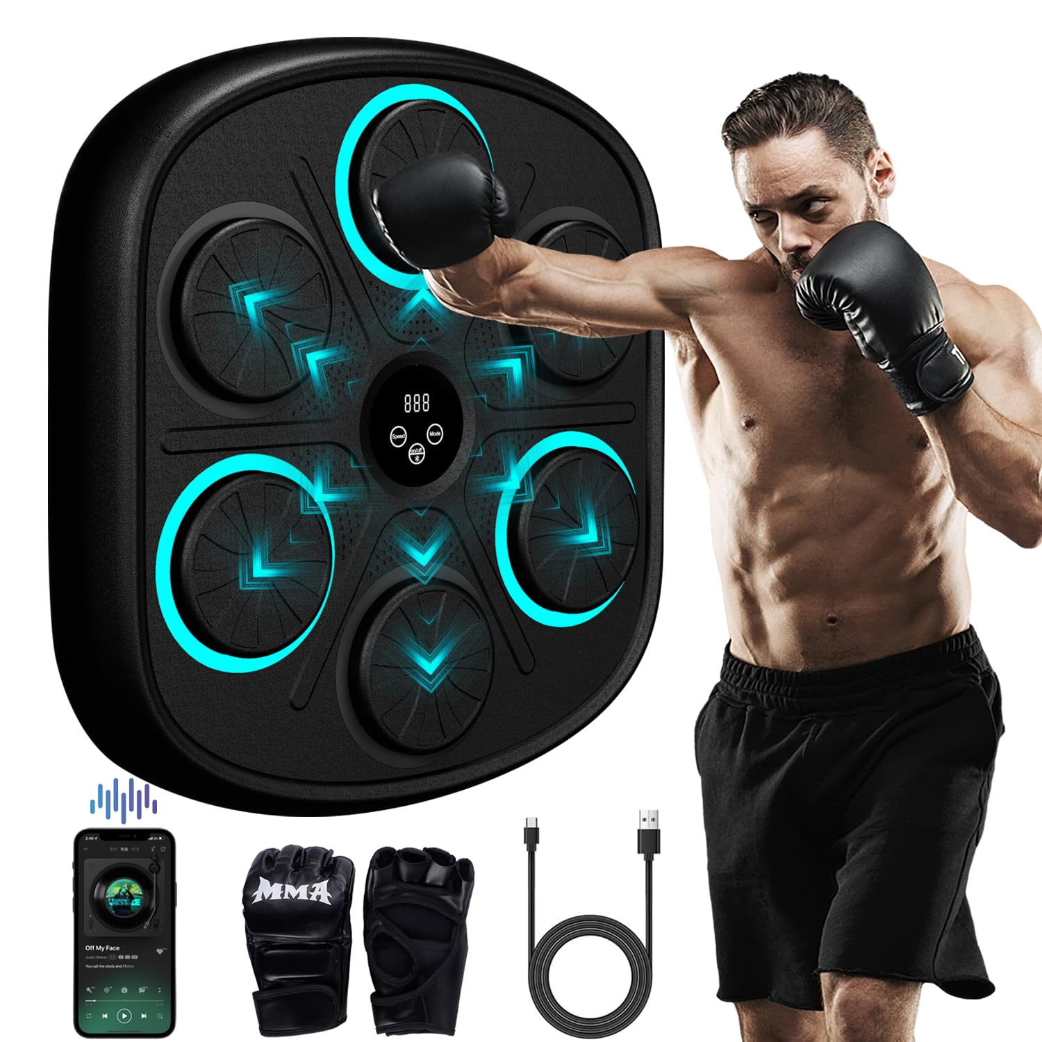 Smart Music Boxing Machine for Adults & Kids - Wall-Mounted Interactive Trainer with LED Display, 9 Modes & 9 Speeds - Perfect for Home Gym, Stress Relief & Family Fun