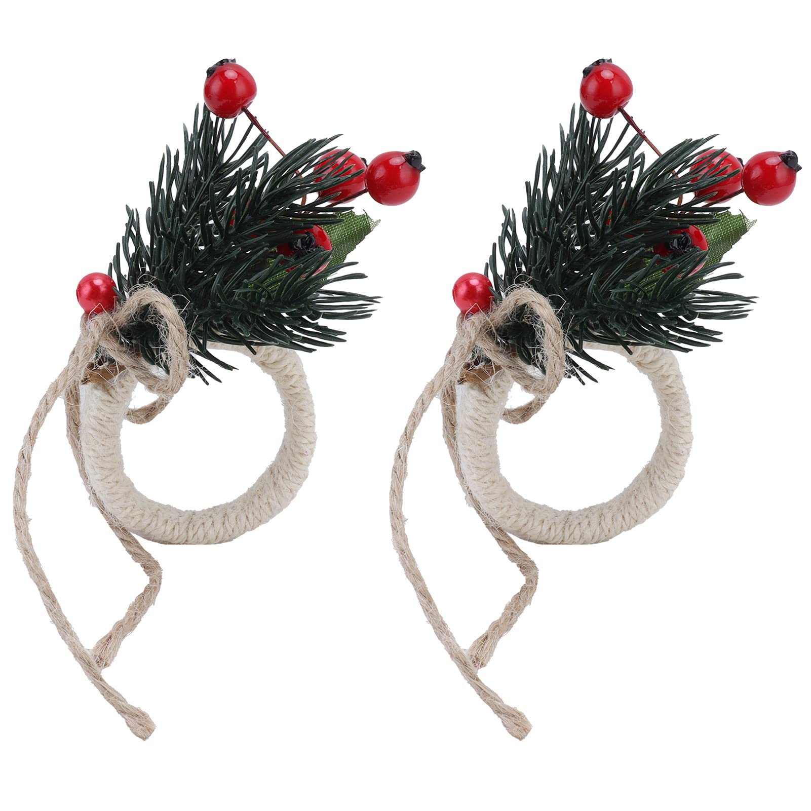 Christmas Pine Cone Napkin Rings (2pcs) - Elegant Floral Decor for Home & Dining