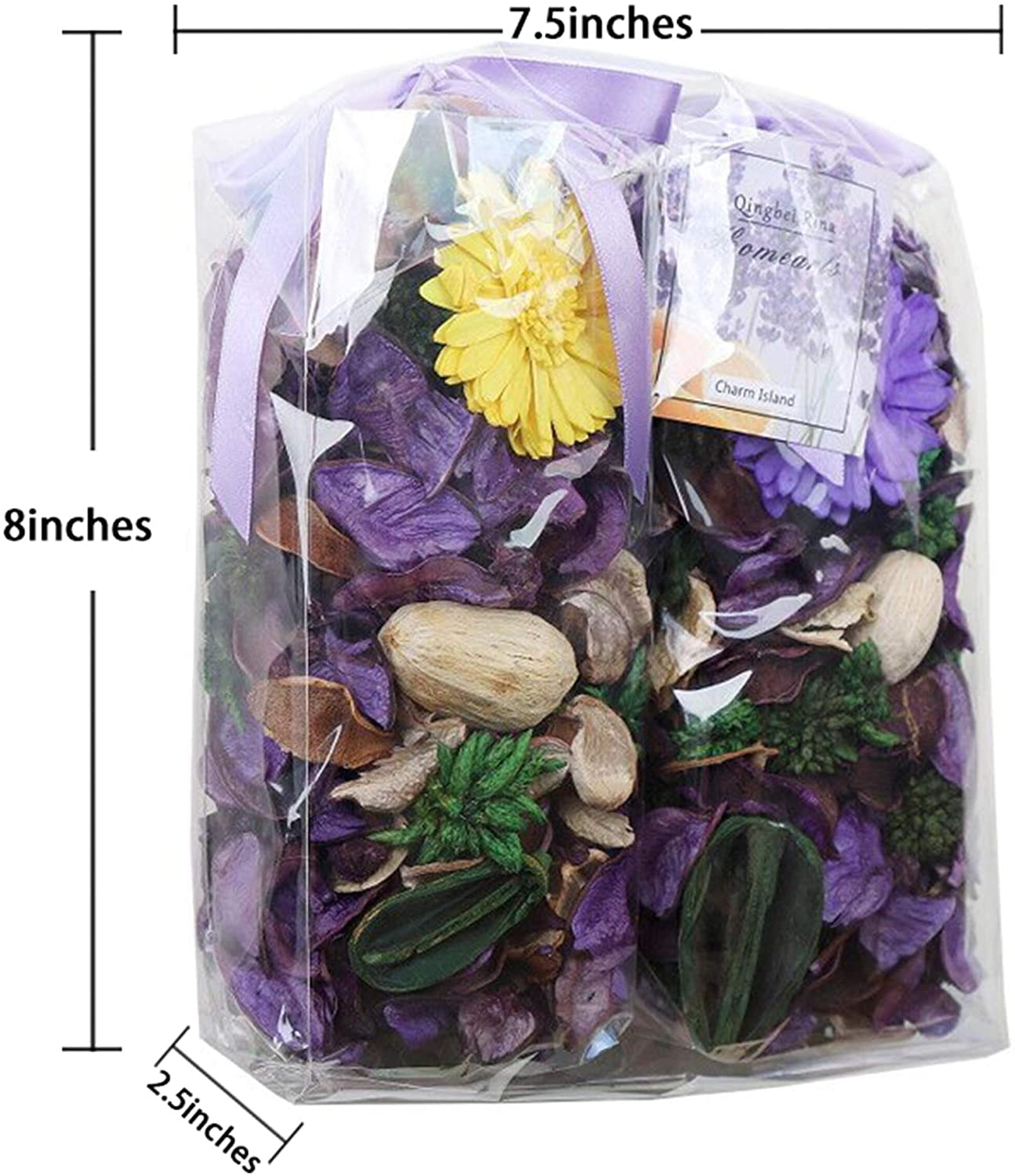 Qingbei Rina Spring Potpourri Bags - 8.4oz Lavender Scented Dried Flowers for Home Fragrance (2 Bags) | Easter Decorative Bowl Filler & Room Freshener - Perfect for Spring Decor, Gift Giving, and Creating a Relaxing Atmosphere