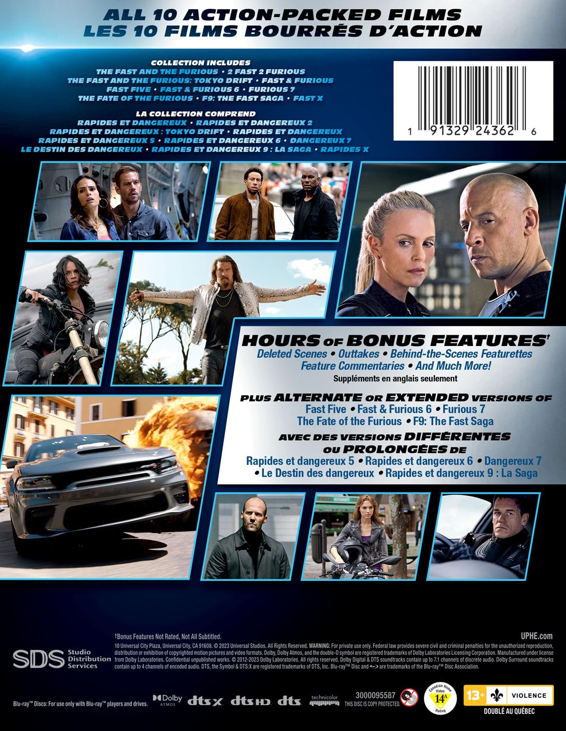 Fast & Furious 10-Movie Complete Blu-ray Collection - Action Packed Racing Movies for Home Theater & Movie Night Entertainment