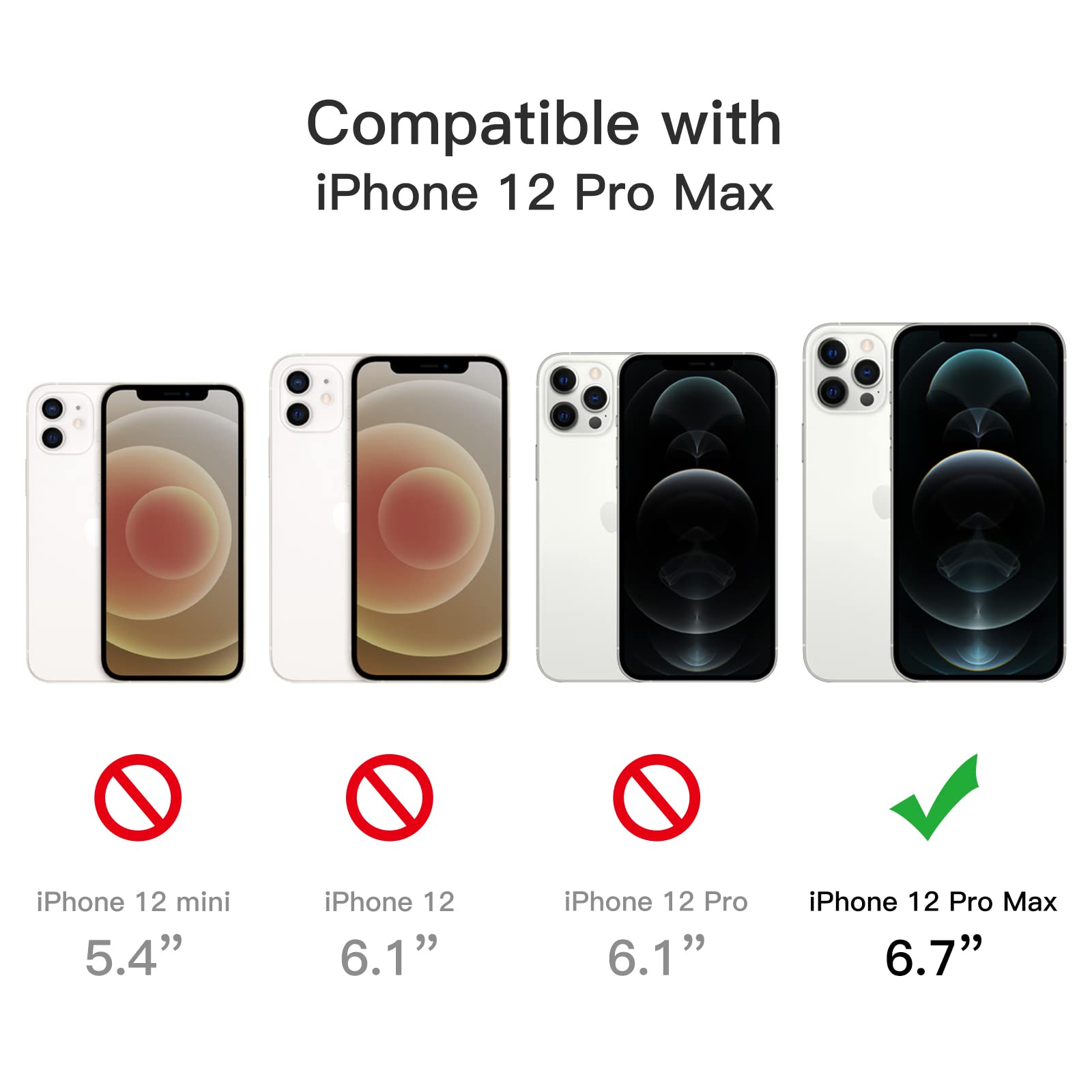 JETech 5-in-1 Protective Case for iPhone 12 Pro Max 6.7-Inch - Clear Shockproof Bumper Cover with 2-Pack Tempered Glass Screen Protectors & Camera Lens Protector | Non-Yellowing Full Coverage Design | Perfect for Outdoor Activities, Travel & Daily Protection