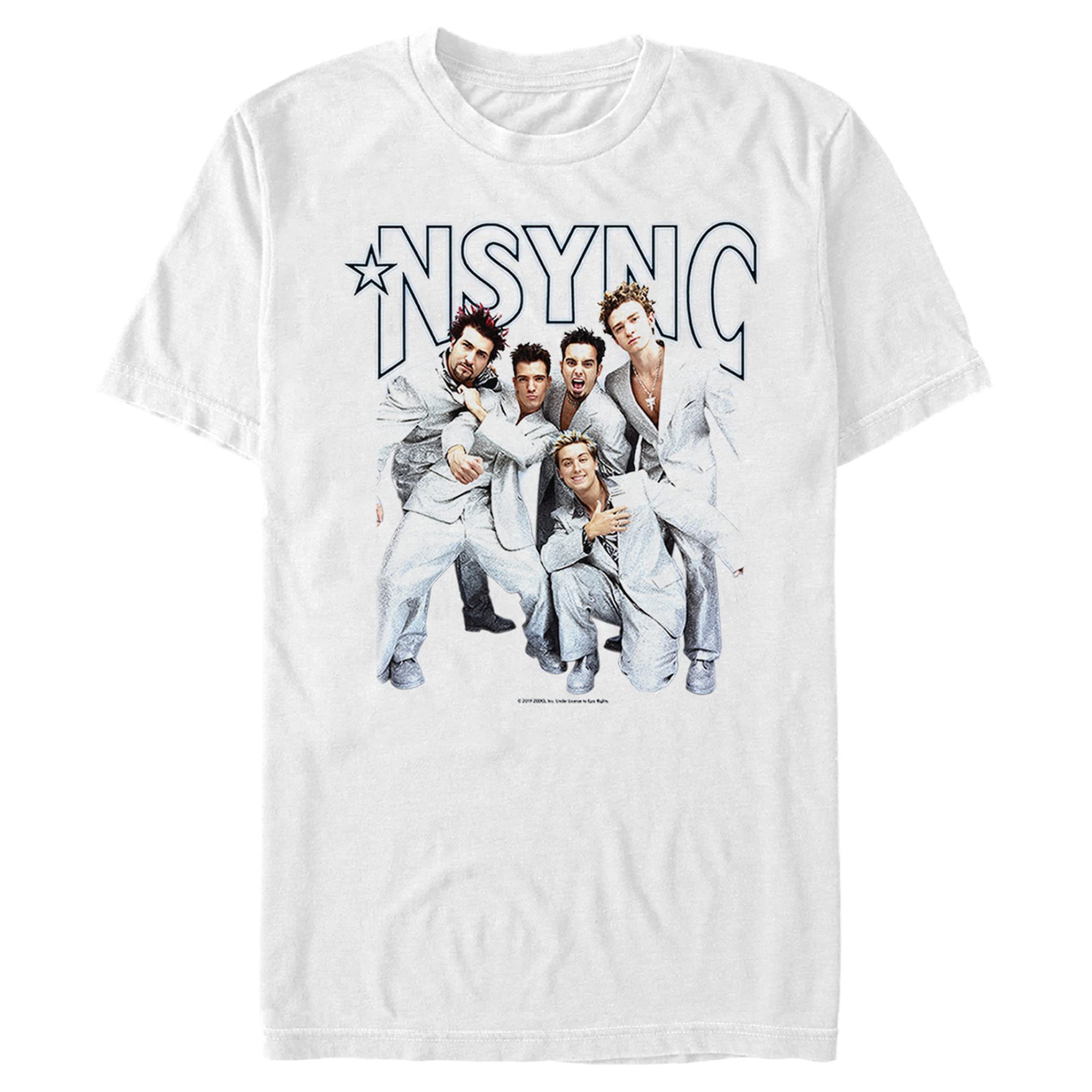 Men's NSYNC Iconic Suits Graphic T-Shirt - White - 3XL - Soft Cotton Band Tee for Concerts & 90s Throwback Outfits