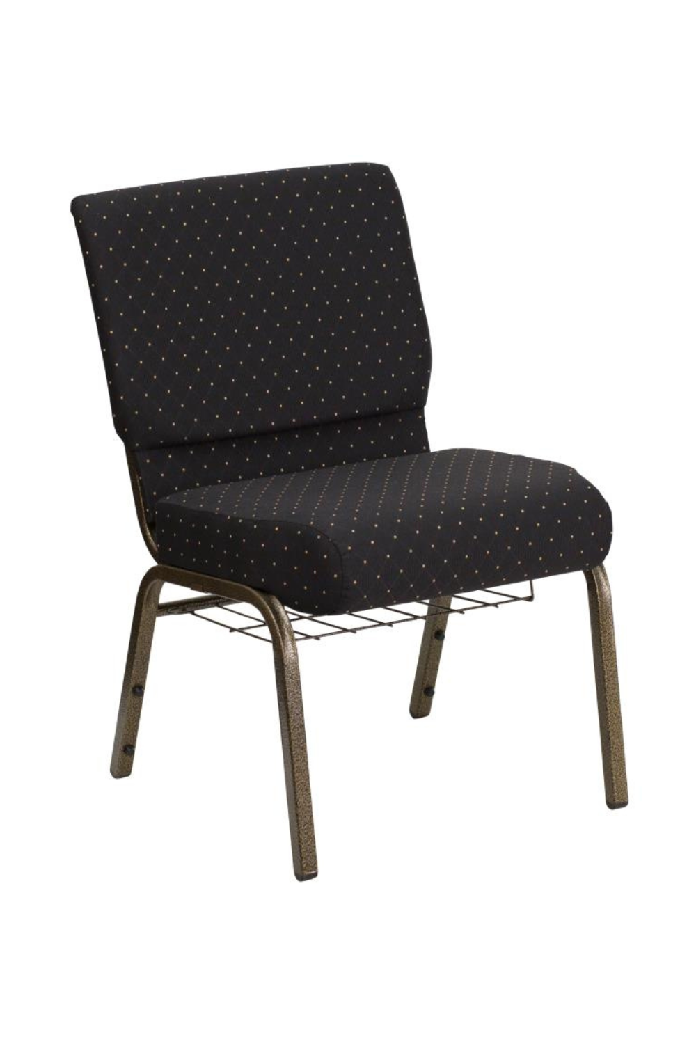 FLASH HERCULES Series 21''W Church Chair with Book Rack - Beige Fabric & Copper Vein Frame - Perfect for Churches, Chapels, and Event Venues