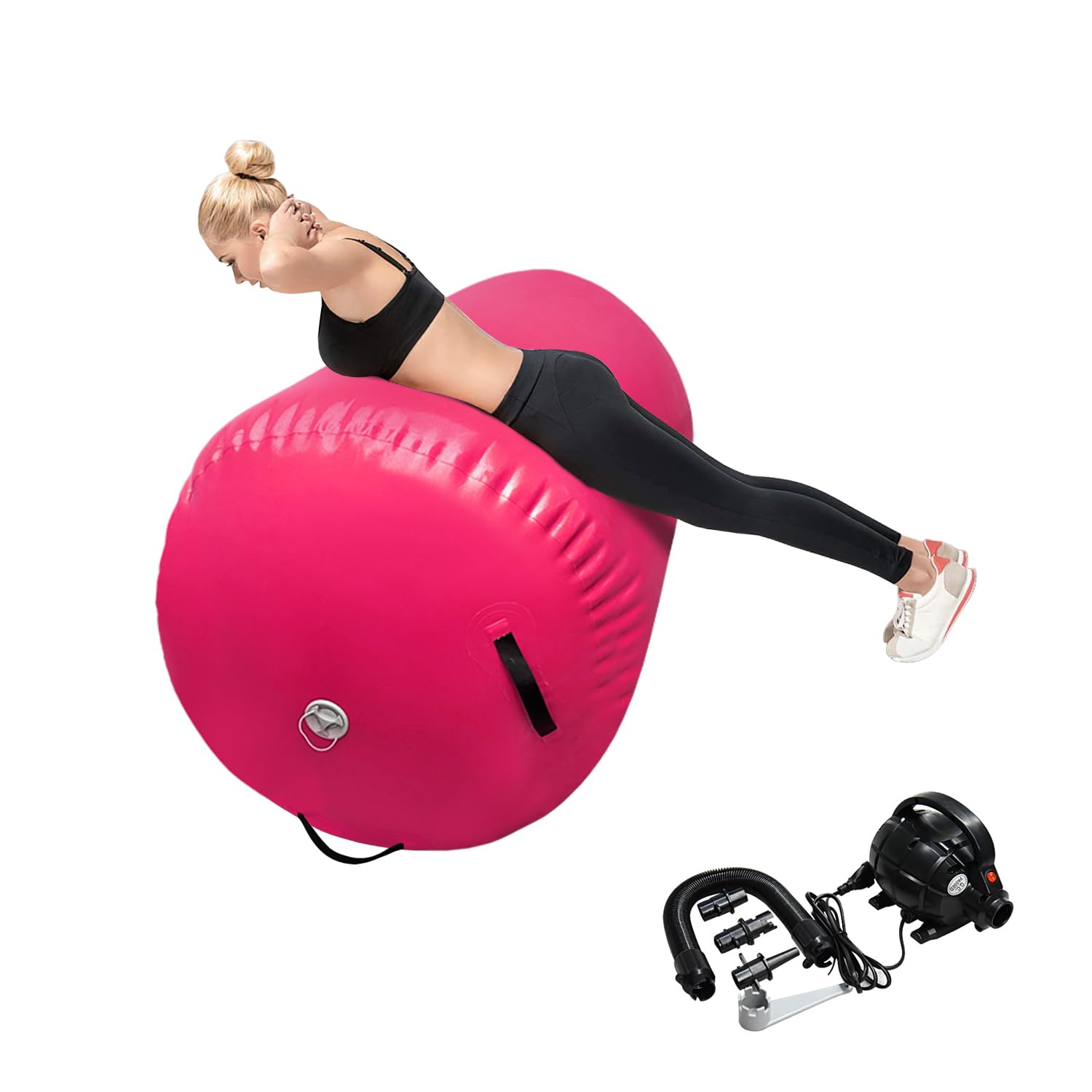 Inflatable Air Tumbling Mat with Electric Pump - Gymnastics Barrel Roller for Home Gym, Cheerleading & Yoga Practice | Perfect for Kids Training, Fitness Exercises & Indoor Sports Activities