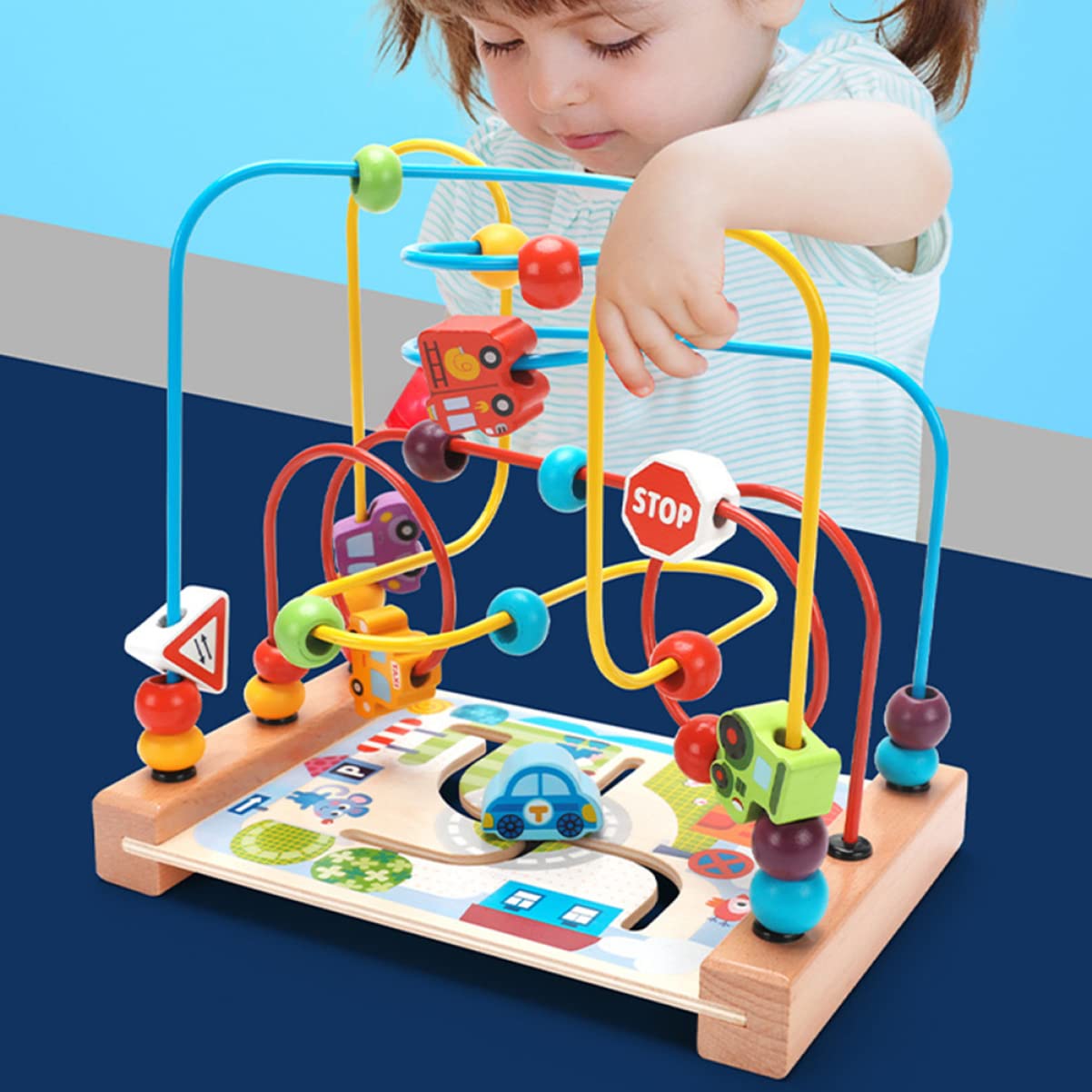 ibasenice 2 Pcs Wooden Bead Maze Roller Coaster Toy - Montessori Abacus Activity Cube for Toddlers & Kids - Educational Learning Toy for Counting & Fine Motor Skills - Perfect for Preschool Classroom, Daycare & Home Play