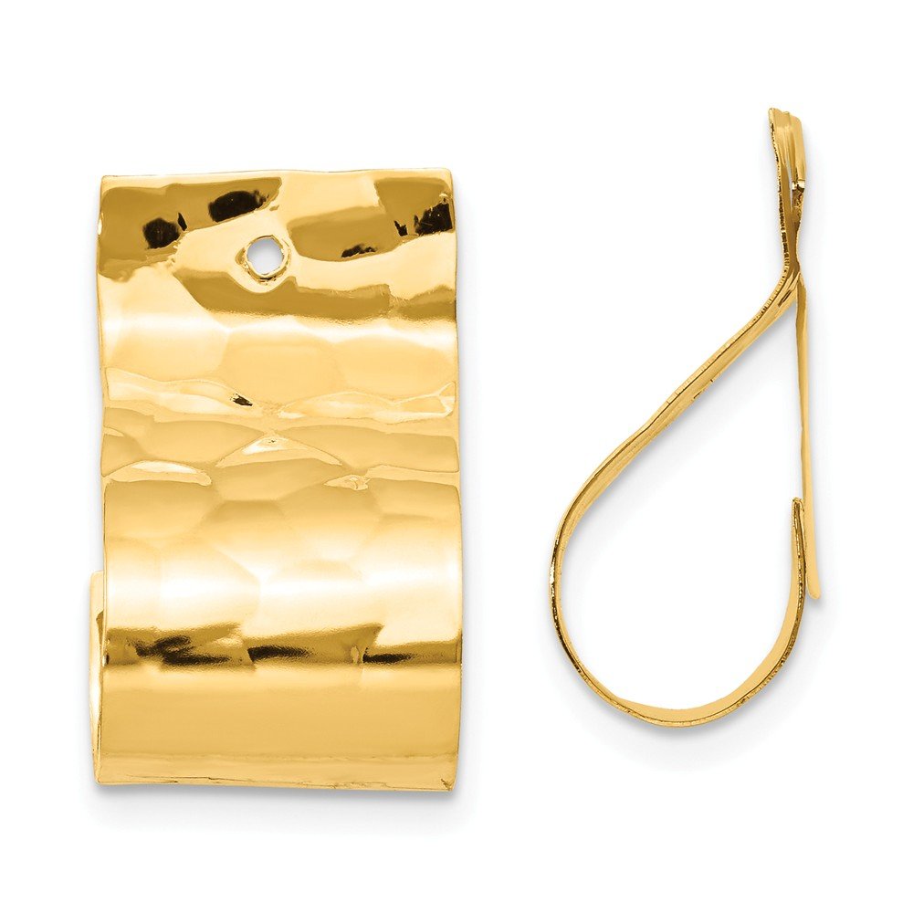 14K Yellow Gold Polished Hammered Earring Jackets for Women - Perfect for Weddings, Parties & Everyday Elegance