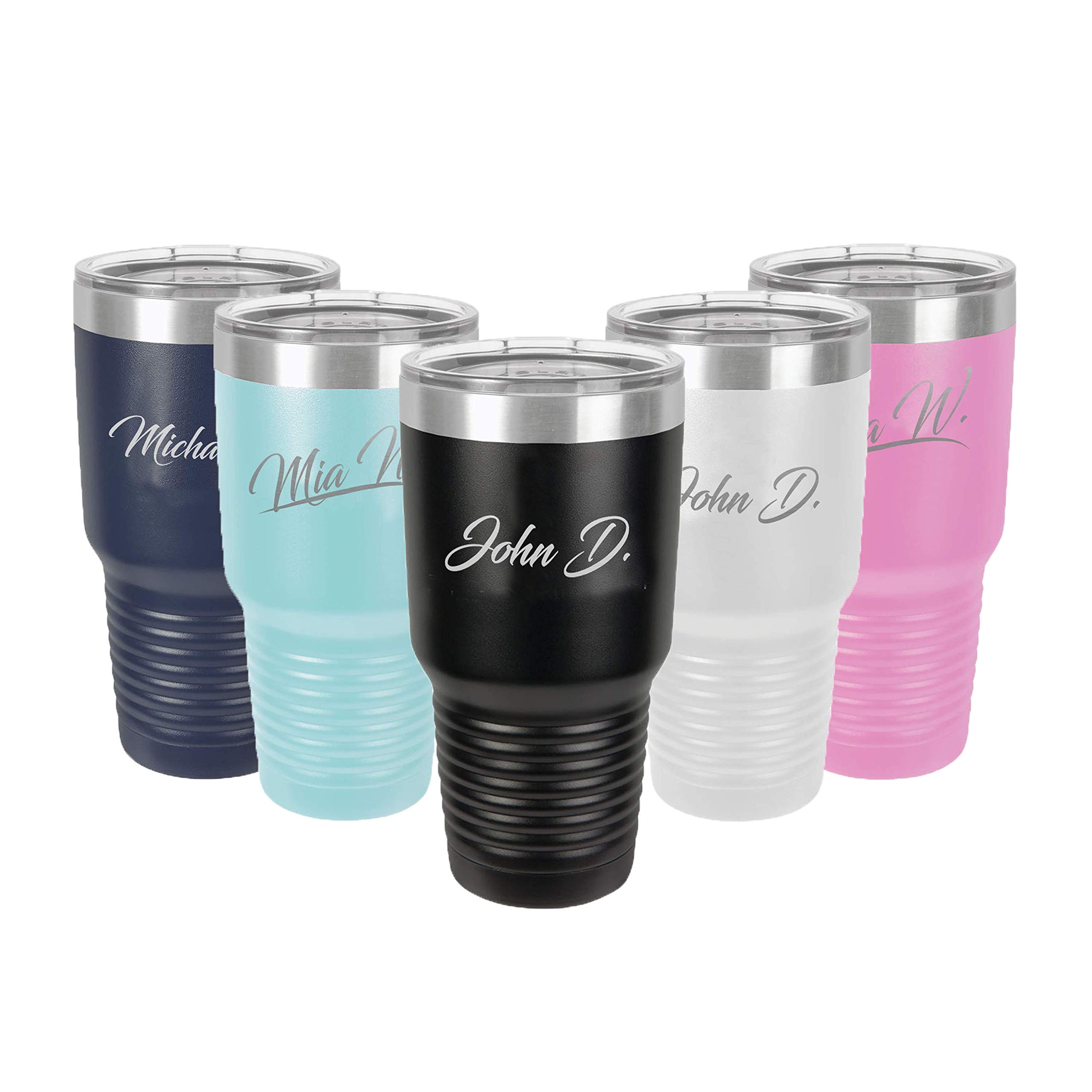 Custom Stainless Steel Tumbler 30oz - Double Wall Vacuum Insulated Coffee Travel Mug - Keeps Drinks Hot & Cold for 12 Hours - Perfect for Office, Gym, Hiking & Outdoor Activities (Black)