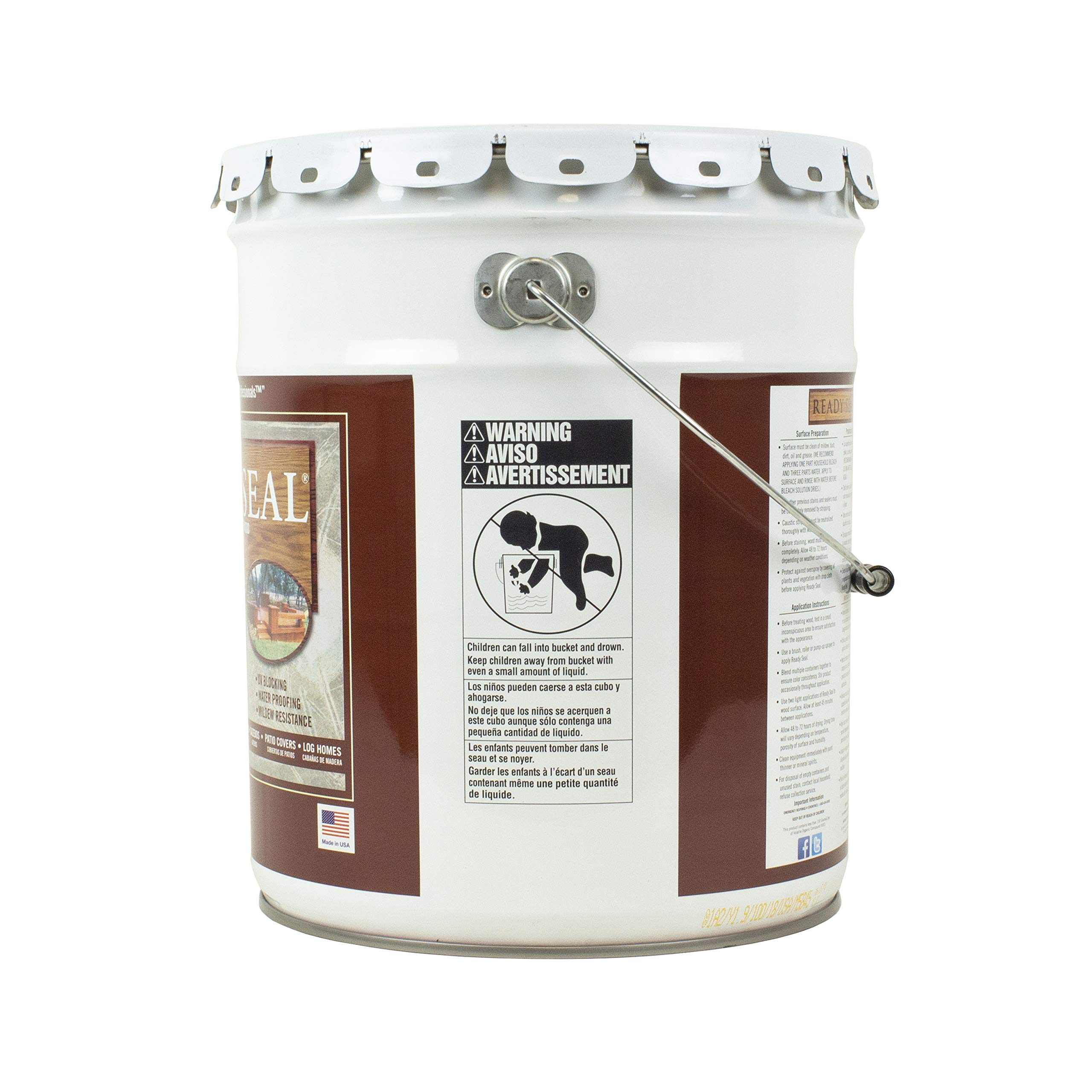 Ready Seal 520 Exterior Wood Stain and Sealer - 5 Gallon, Redwood (Packaging May Vary) | Linzer 3121 0400 Waterproofing Stain Brush (4 Inch) - Perfect for Deck Staining, Fence Protection & Outdoor Wood Maintenance