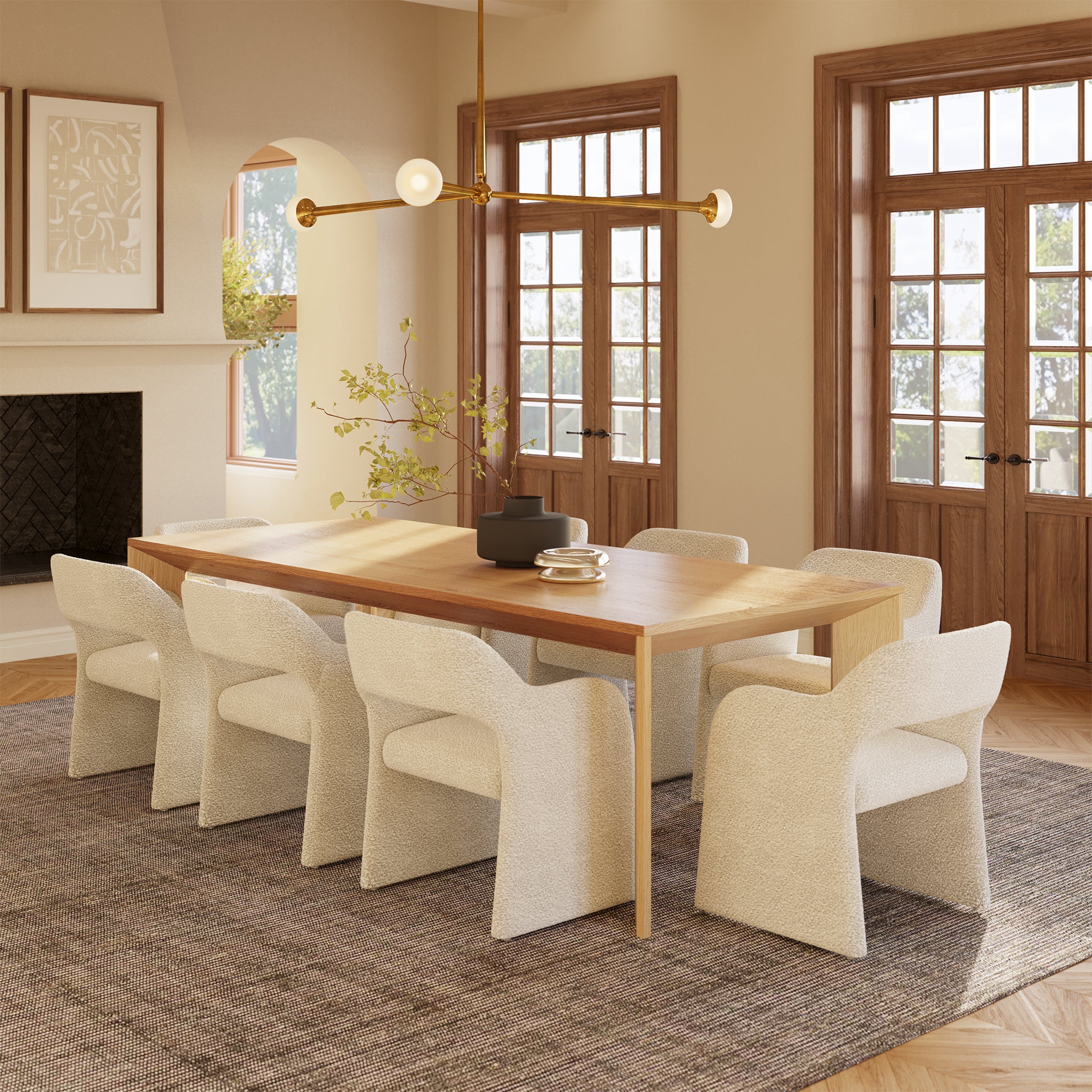 Preston 96-Inch Modern Dining Table - Solid Wood Farmhouse Table for 8-10 People - Perfect for Large Family Gatherings & Dinner Parties