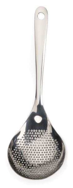 Premium Stainless Steel Perforated Strainer Spoon - Fine Mesh Slotted Spoon for Cooking, Baking, and Serving - Ideal for Draining Pasta, Vegetables, and Deep Frying