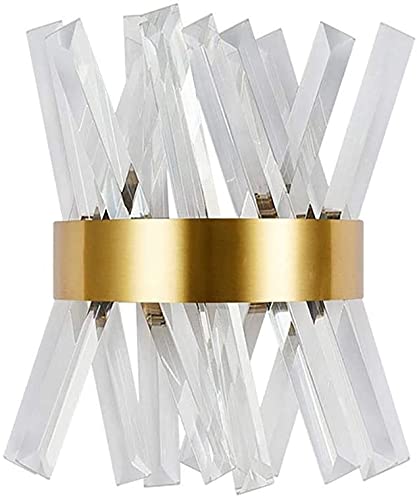 ZPTECH Modern Crystal LED Wall Sconce - 10W Gold Finish Wall Wash Light Fixture (25cm x 30cm) for Bedroom, Hallway, Living Room & Farmhouse Decor - Perfect Night Light for Picture Walls, Staircase Lighting and Cozy Ambiance
