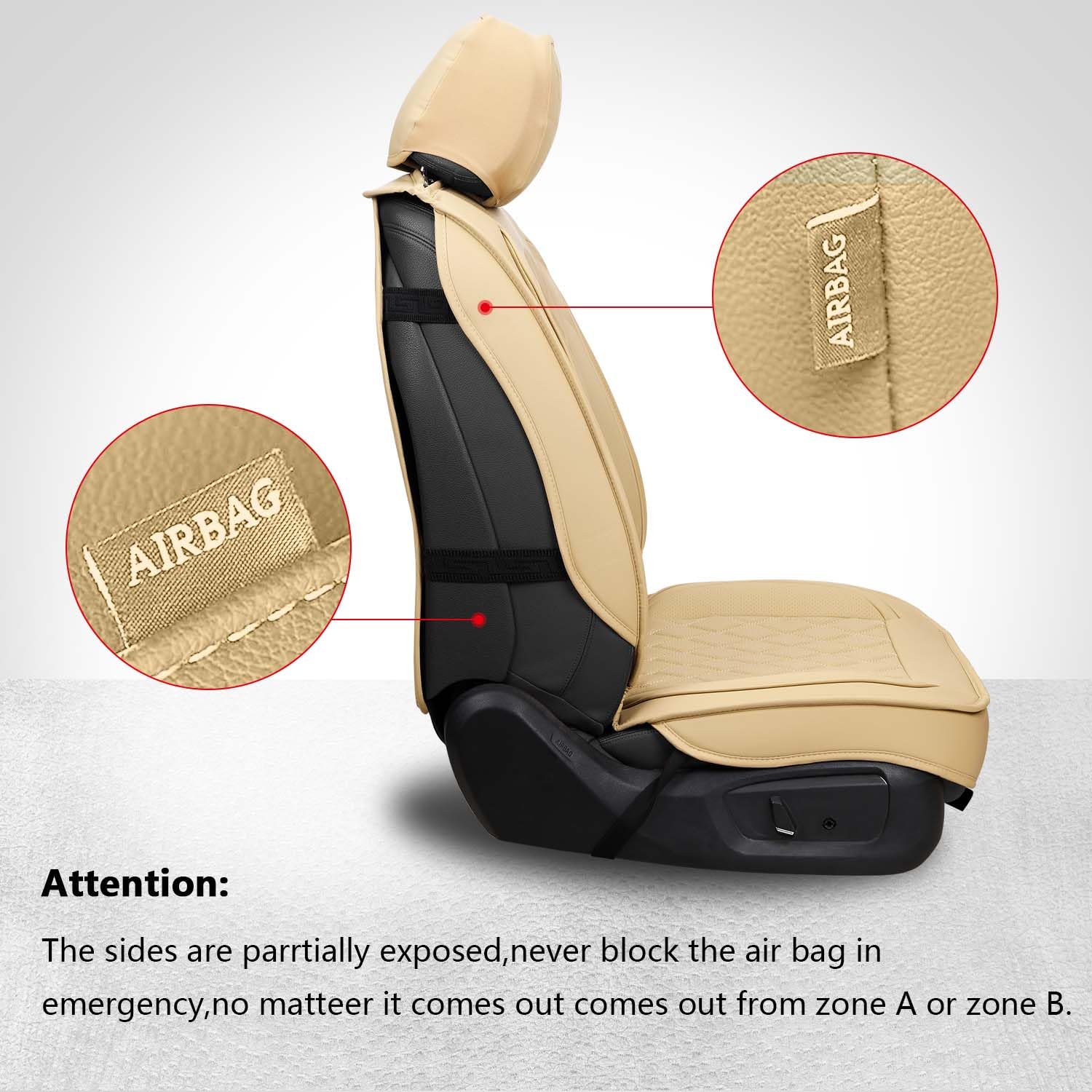 Premium MIROZO Leather Car Seat Covers Full Set - Universal Waterproof Automotive Seat Protectors for Sedan, SUV & Pickup Trucks (Beige) | Perfect for Daily Commute, Road Trips & Family Protection