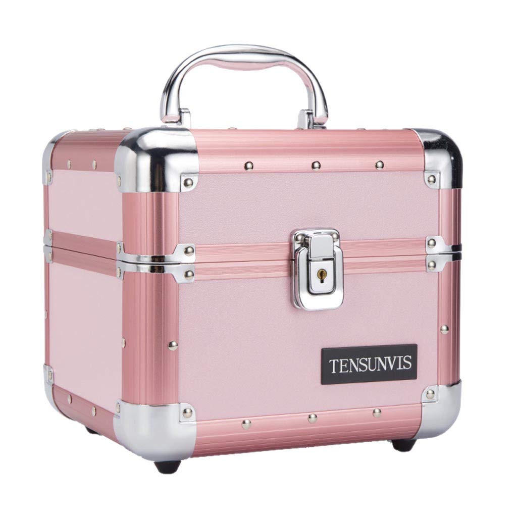 Pink Korean Style Small Portable Cosmetic Case & Jewelry Storage Box | Travel Makeup Organizer | Perfect for Travel, Home Vanity & Gift Giving