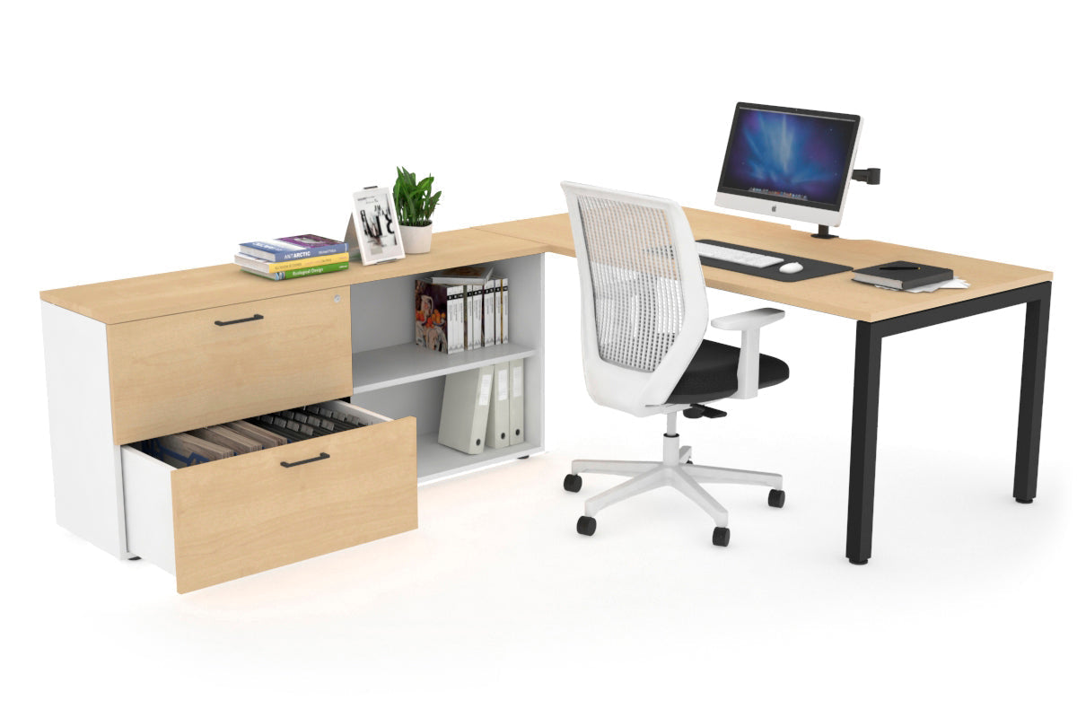 Quadro Square Executive Standing Desk Black Frame [1800L x 800W with Cable Management] - Perfect for Home Office & Modern Workspace Setup