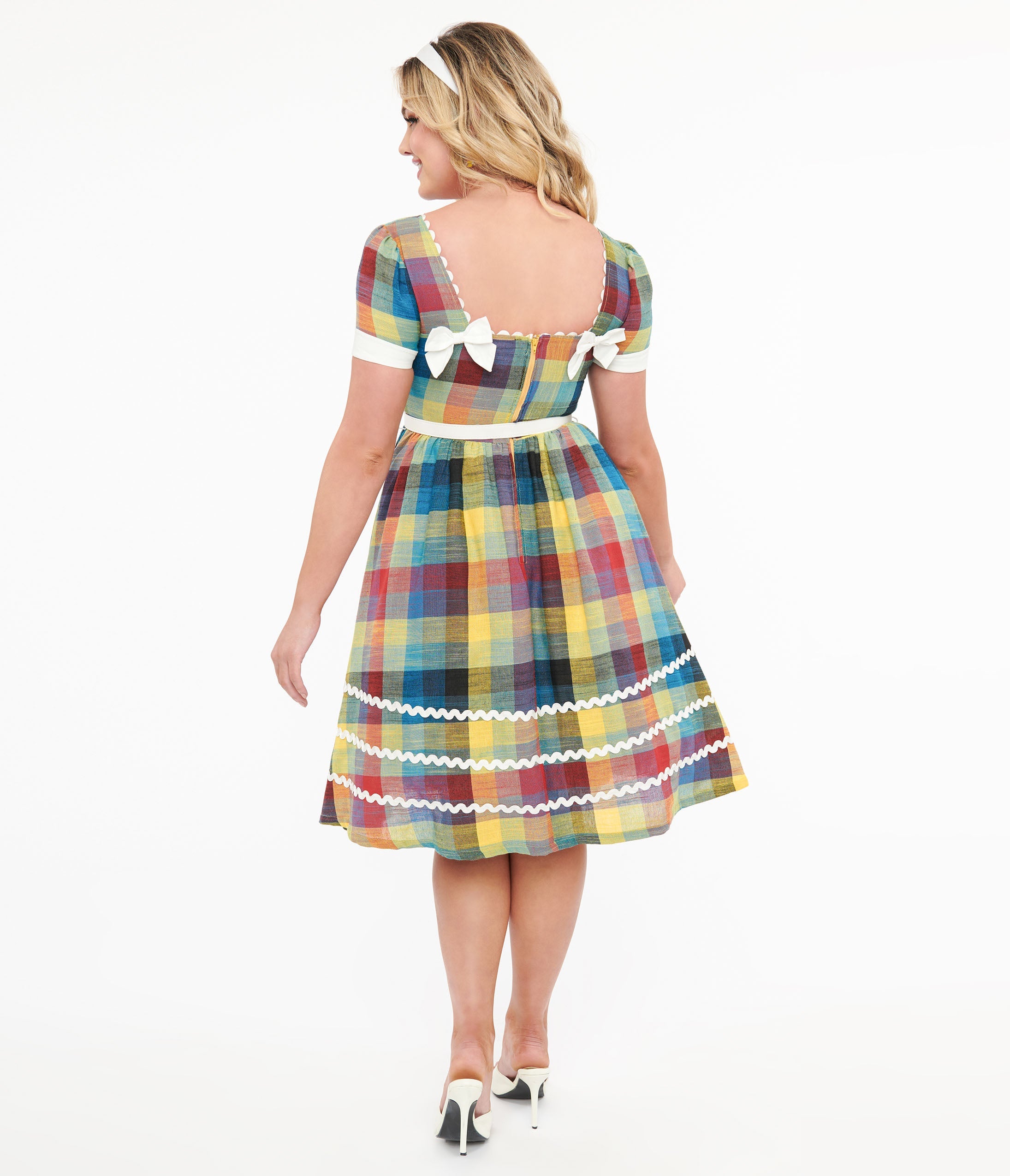 Vintage 1950s Retro Plaid Swing Dress - Cotton A-Line Rockabilly Dress for Women | Perfect for Cocktail Parties, Date Nights & Pinup Photo Shoots