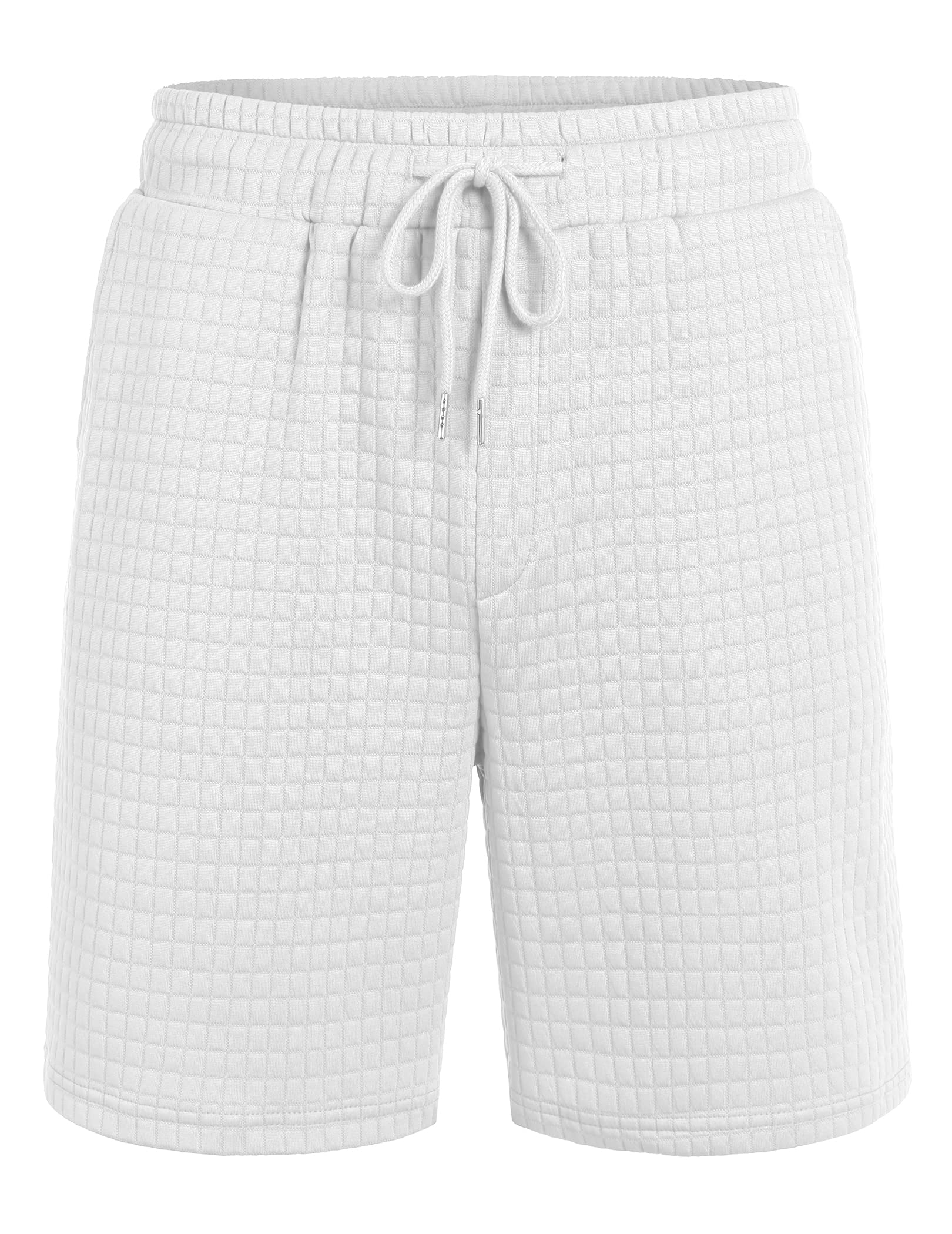 Tinkwell Men's 10 Inch Summer Casual Shorts - Stretch Jersey Fabric with Drawstring Elastic Waist, Waffle Texture Sport Shorts with Pockets - Perfect for Running, Gym, Beach & Outdoor Activities