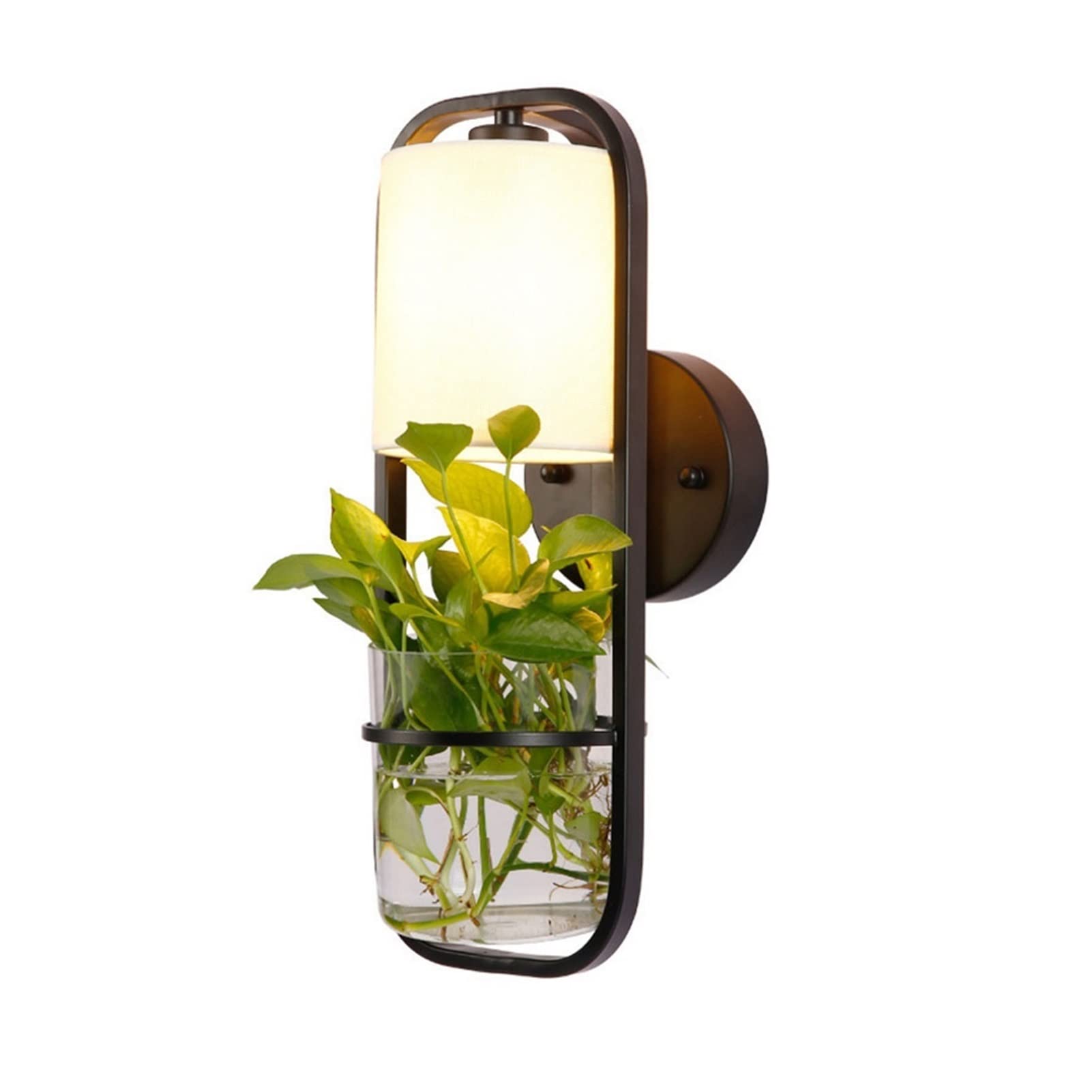 Modern Wrought Iron Wall Mount Lamp with Fabric Lampshade - 40W Glass Wall Light for Living Room, Bedroom & Hallway - Perfect for Bedside Lighting, Balcony, Corridor & Staircase Decor