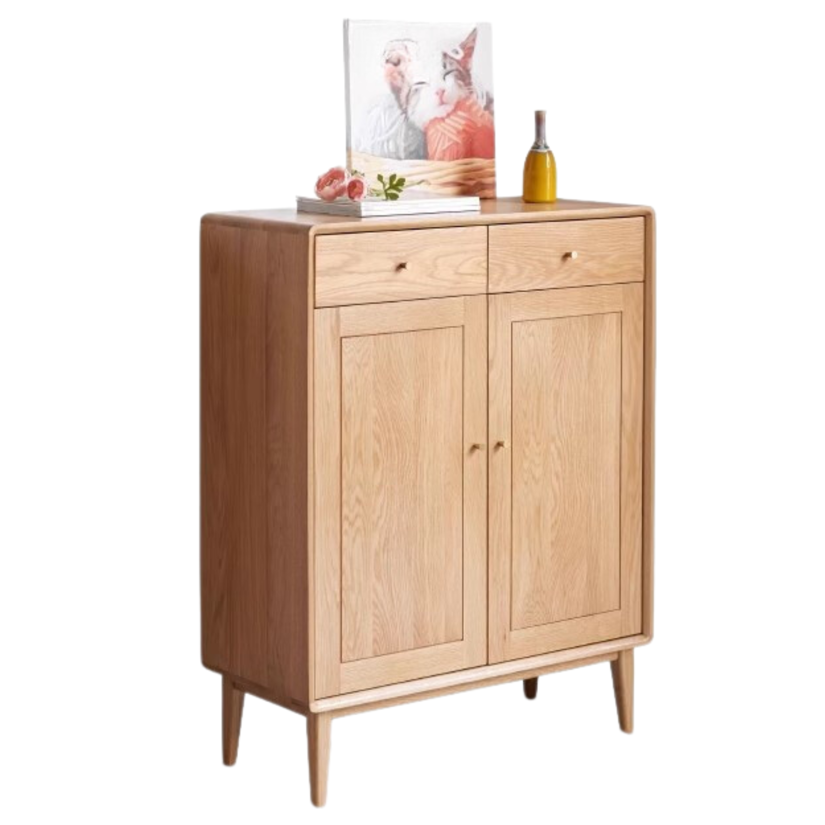 **Solid Oak Wood Shoe Storage Cabinet - Organize Shoes, Boots & Accessories | Perfect for Entryway, Bedroom & Closet Organization**