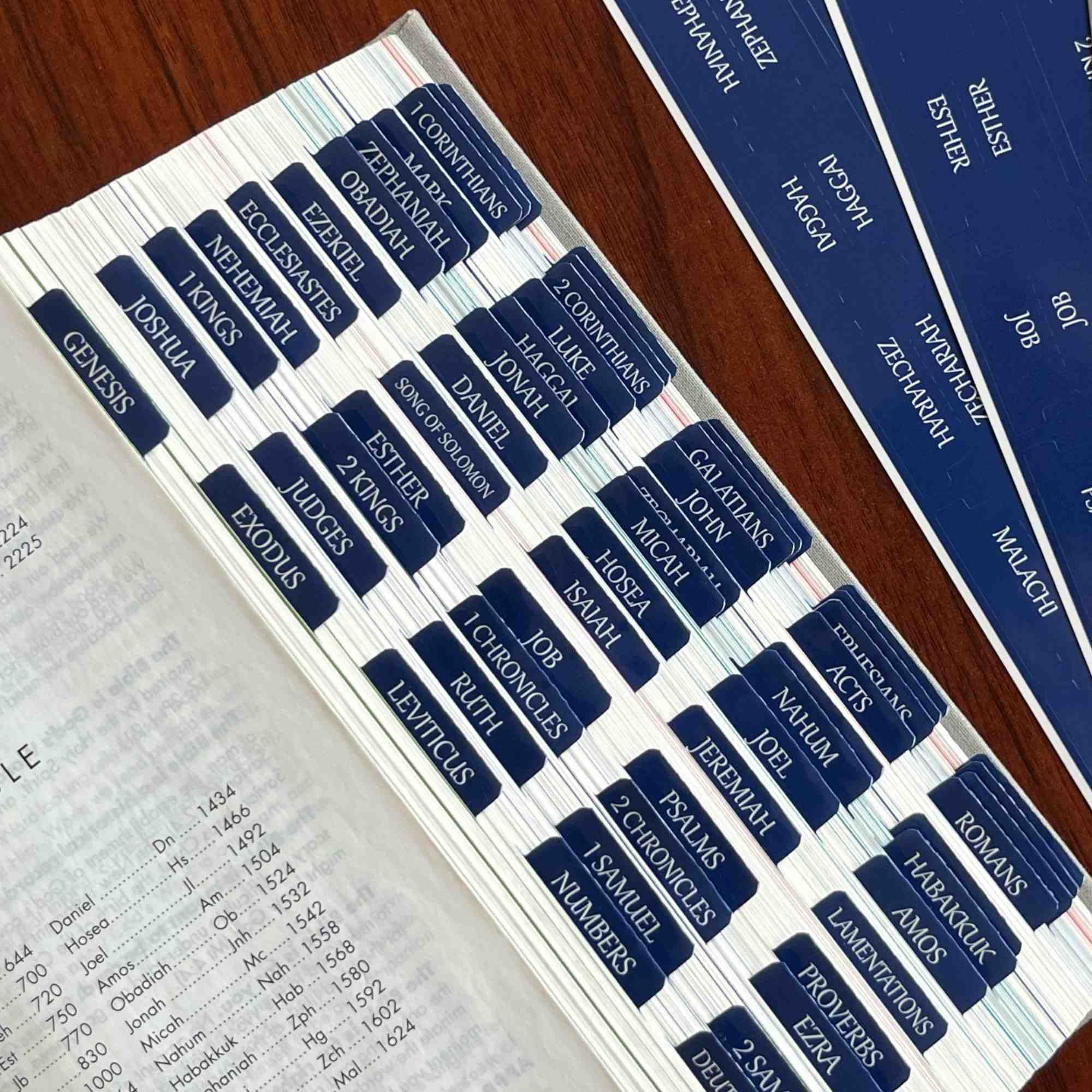 Laminated Bible Tabs - Large Print Repositionable Stickers for Easy Reading & Application | Durable Bible Index Tabs for Men & Women | Perfect for Bible Study, Church & Personal Devotion (Sapphire Blue)