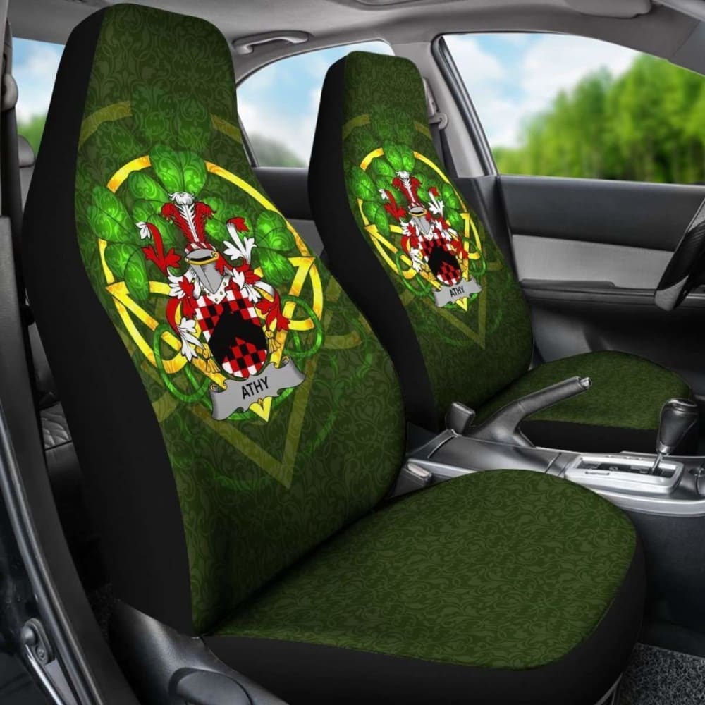 Athy Ireland Car Seat Cover Set of 2 - Celtic Shamrock Design for Cars, SUVs & Trucks - Waterproof & Durable Seat Protectors for Pets, Kids & Daily Use