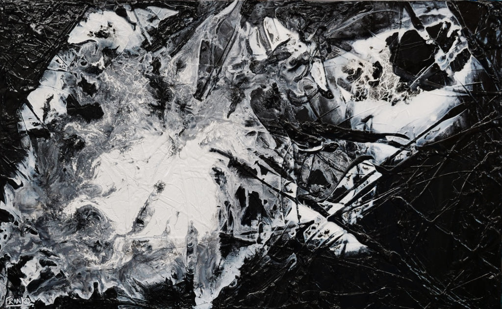 160cm x 100cm Black and White Textured Abstract Canvas Art Painting - Modern Home Decor for Living Room, Bedroom, Office Wall