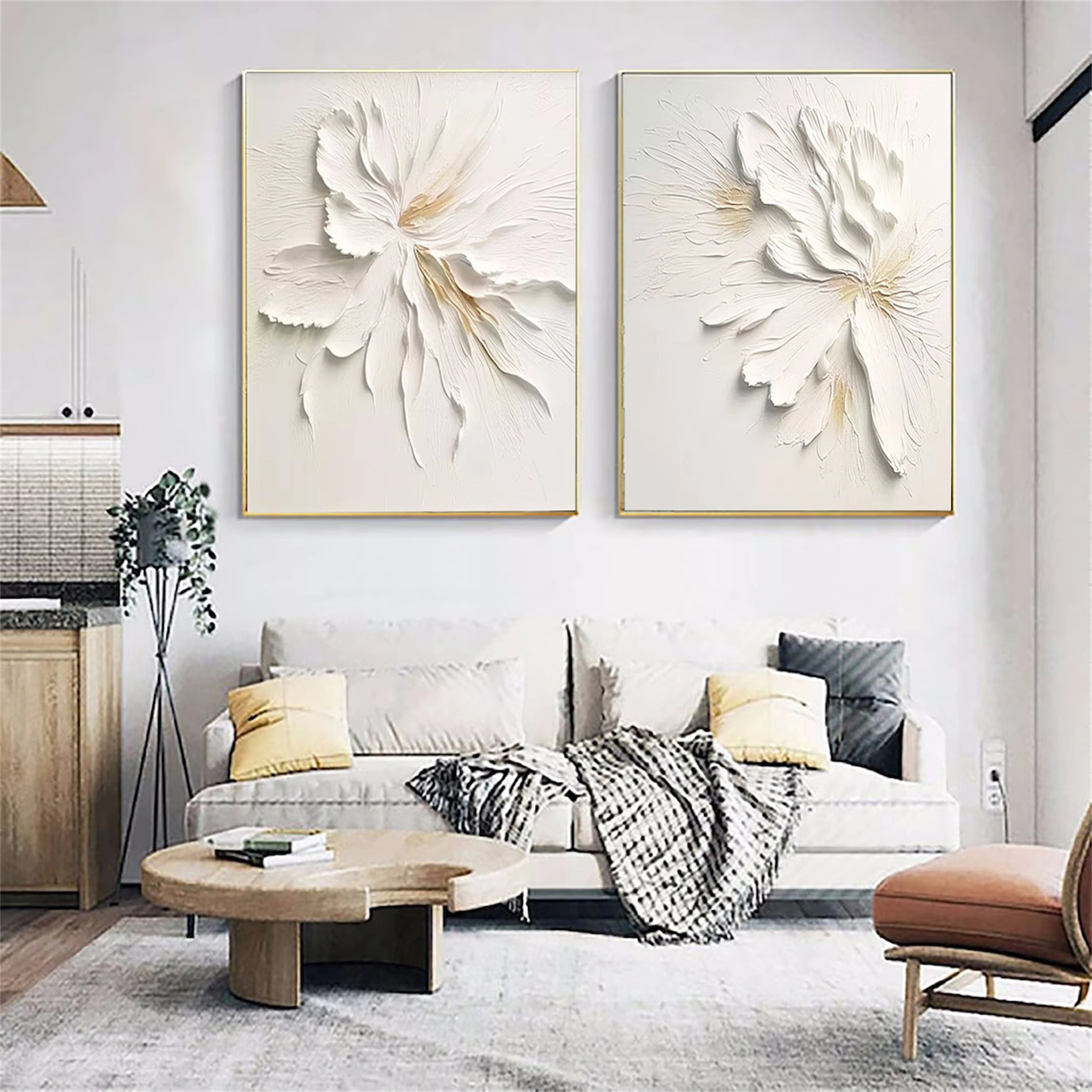 2-Piece Floral and Tree Canvas Art Set #FT037 - Perfect for Living Room, Bedroom, and Office Wall Decor