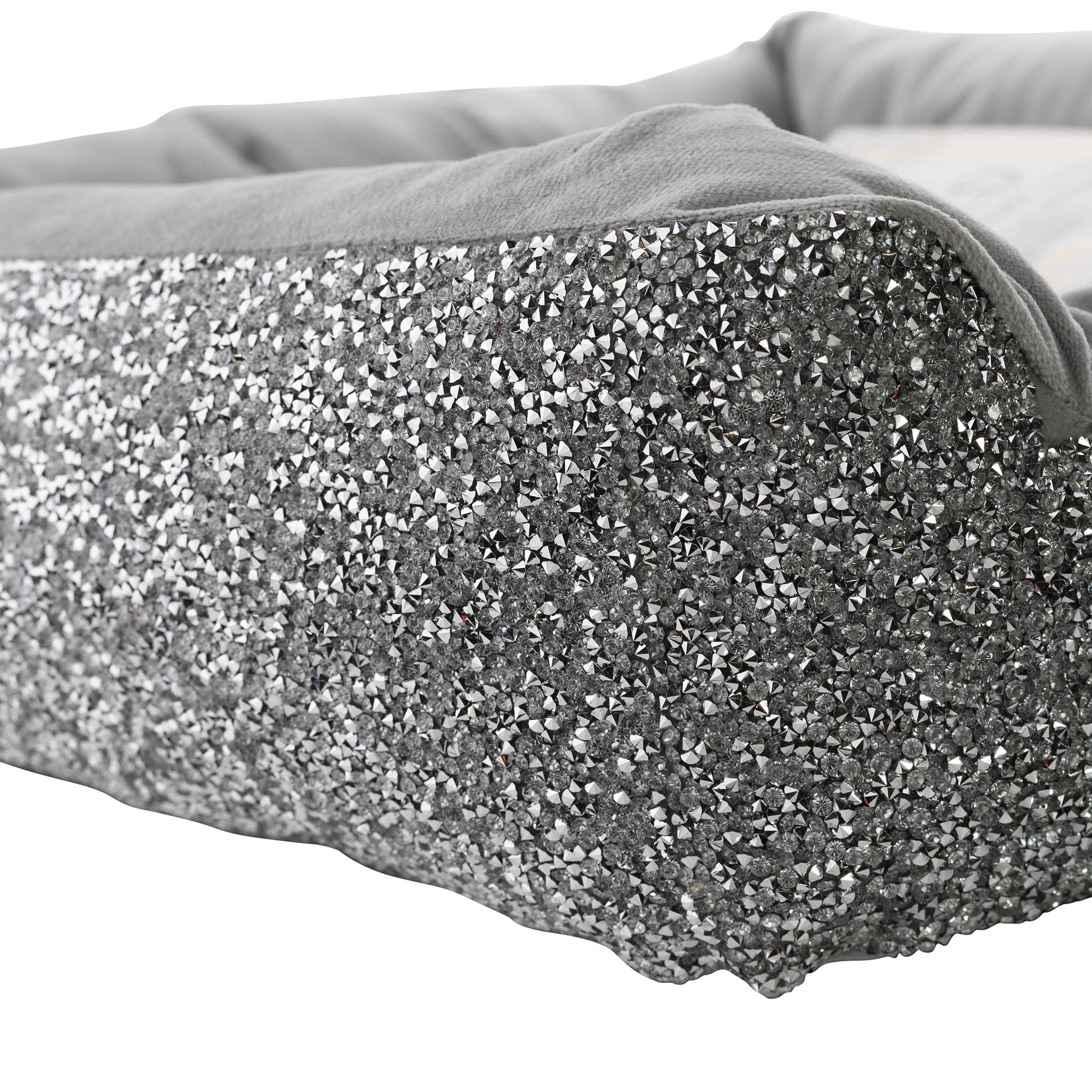 Luxury Sparkling Rhinestone Pet Bed - Soft Velvet Comfort for Dogs & Cats - Large Silver Pet Sofa - Perfect for Lounging & Relaxing at Home
