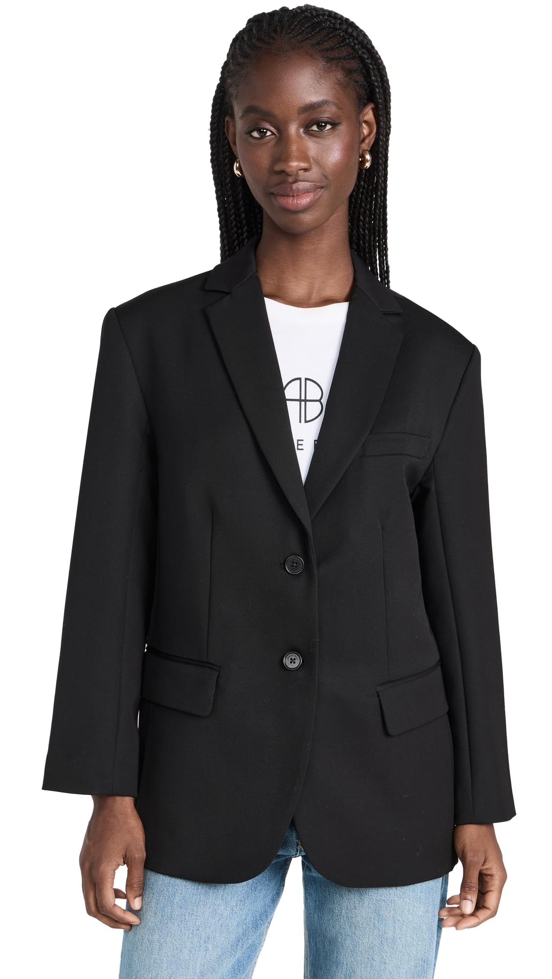 ANINE BING Women's Quinn Blazer - Slim Fit Stretch Wool Jacket for Work & Office | Professional Business Attire for Women | Perfect for Meetings, Interviews & Formal Events
