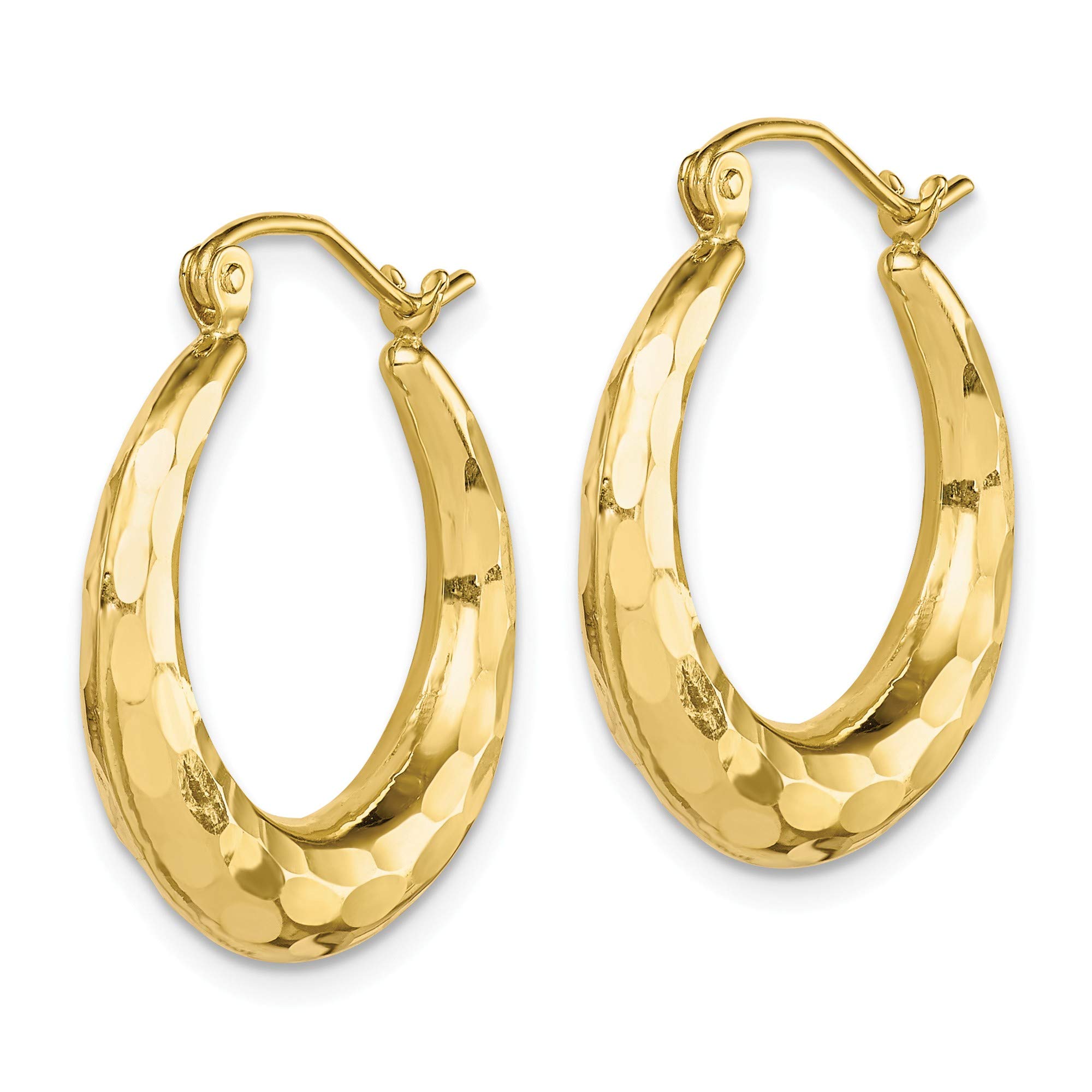 10k Yellow Gold Polished & Diamond-Cut Hoop Earrings for Women – Perfect for Everyday Wear, Parties & Special Occasions