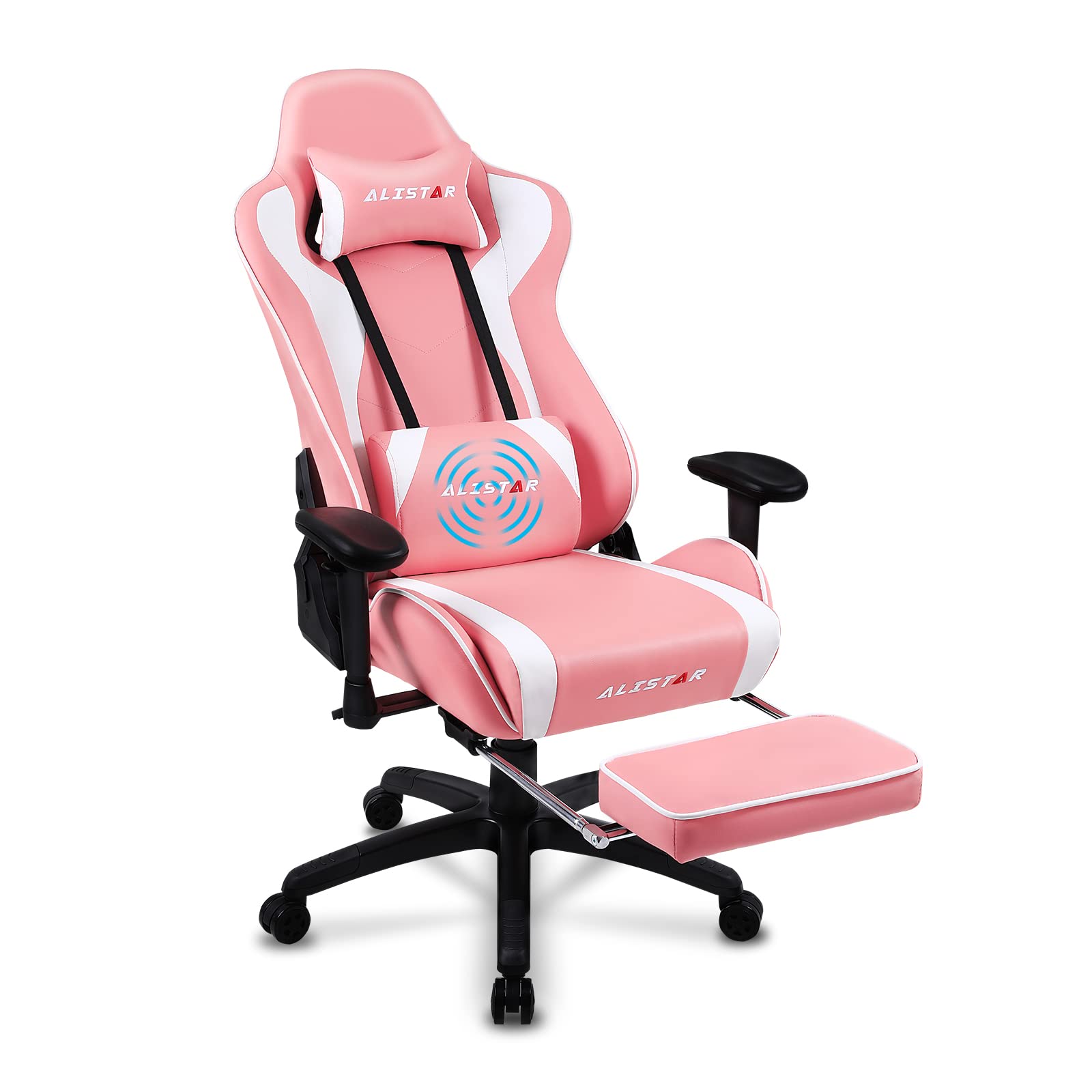 Premium Ergonomic Gaming Chair with Adjustable Footrest - High Back Racing Office Computer Desk Chair - PU Leather Executive Swivel Chair with Headrest & Lumbar Support (Pink) - Perfect for Esports, Home Office & Streaming Setup