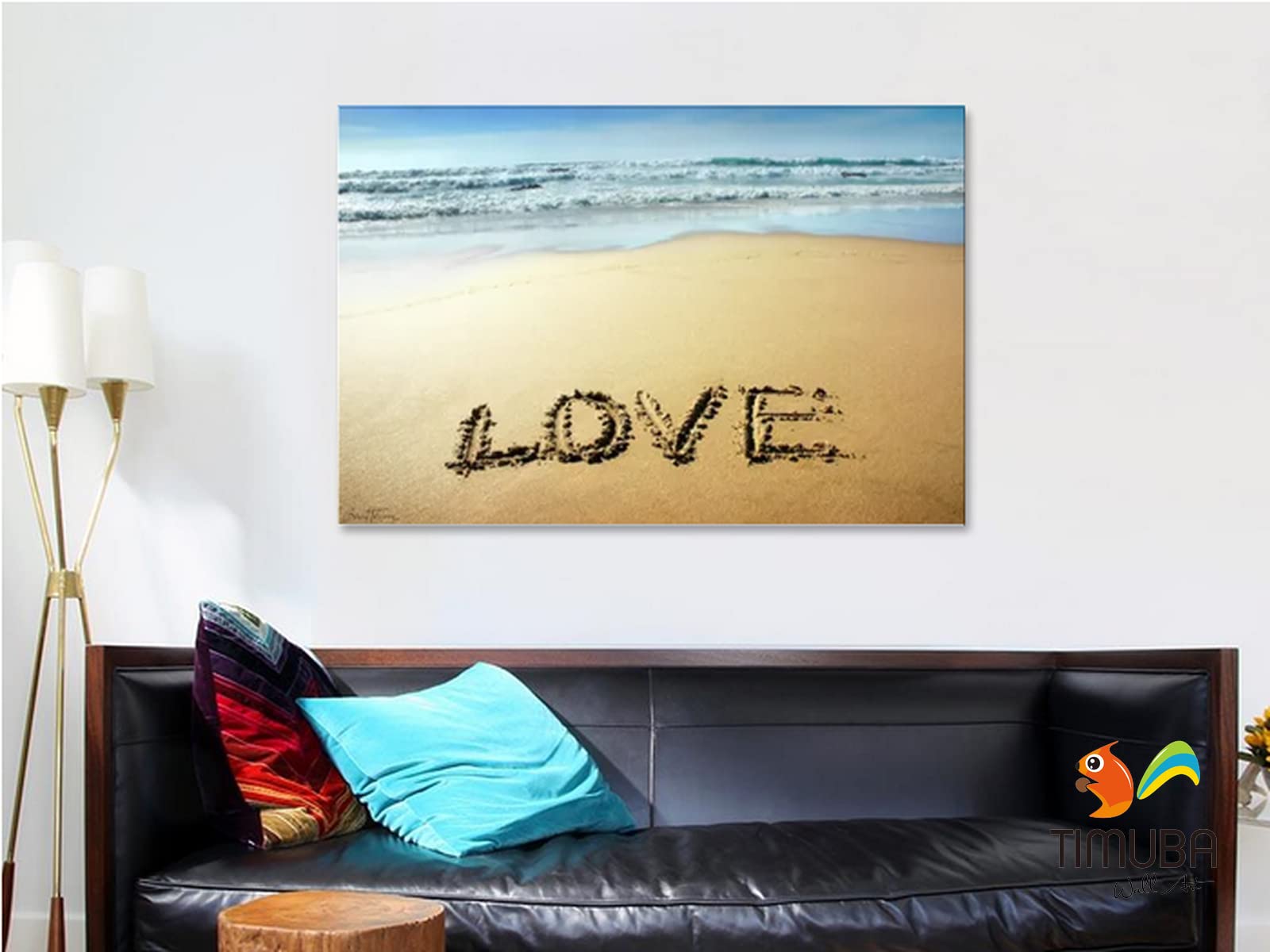 TIMUBA Beach Sunset Canvas Wall Art - 32x48 Inches Ocean Landscape Painting for Bathroom & Living Room Decor - Perfect for Coastal, Nautical & Beach House Themes