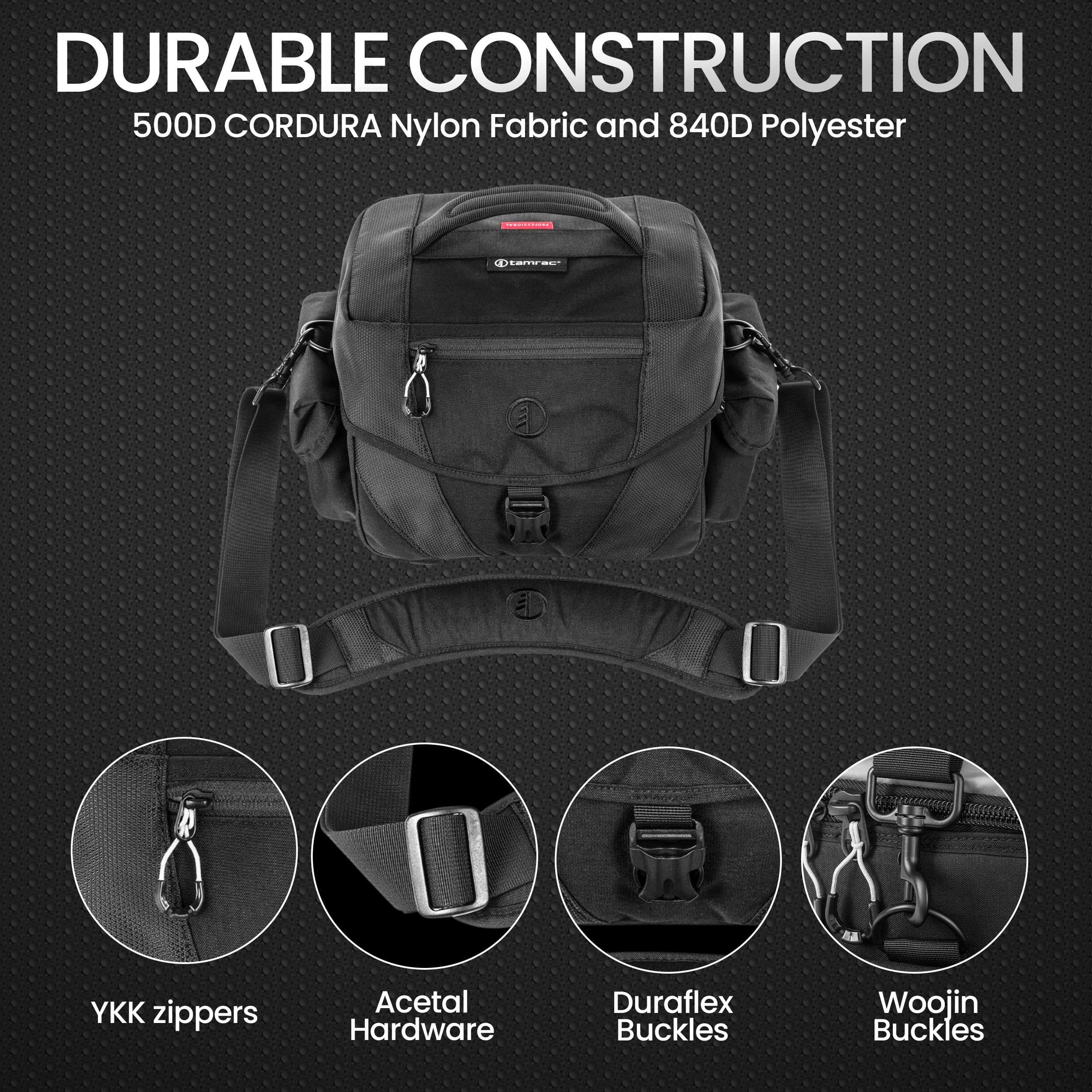 Tamrac Stratus 6 DSLR & Mirrorless Camera Bag - Waterproof Shoulder Bag for Photographers with Tripod Holder & Accessory Pockets (Black) - Perfect for Travel, Hiking & Outdoor Photography